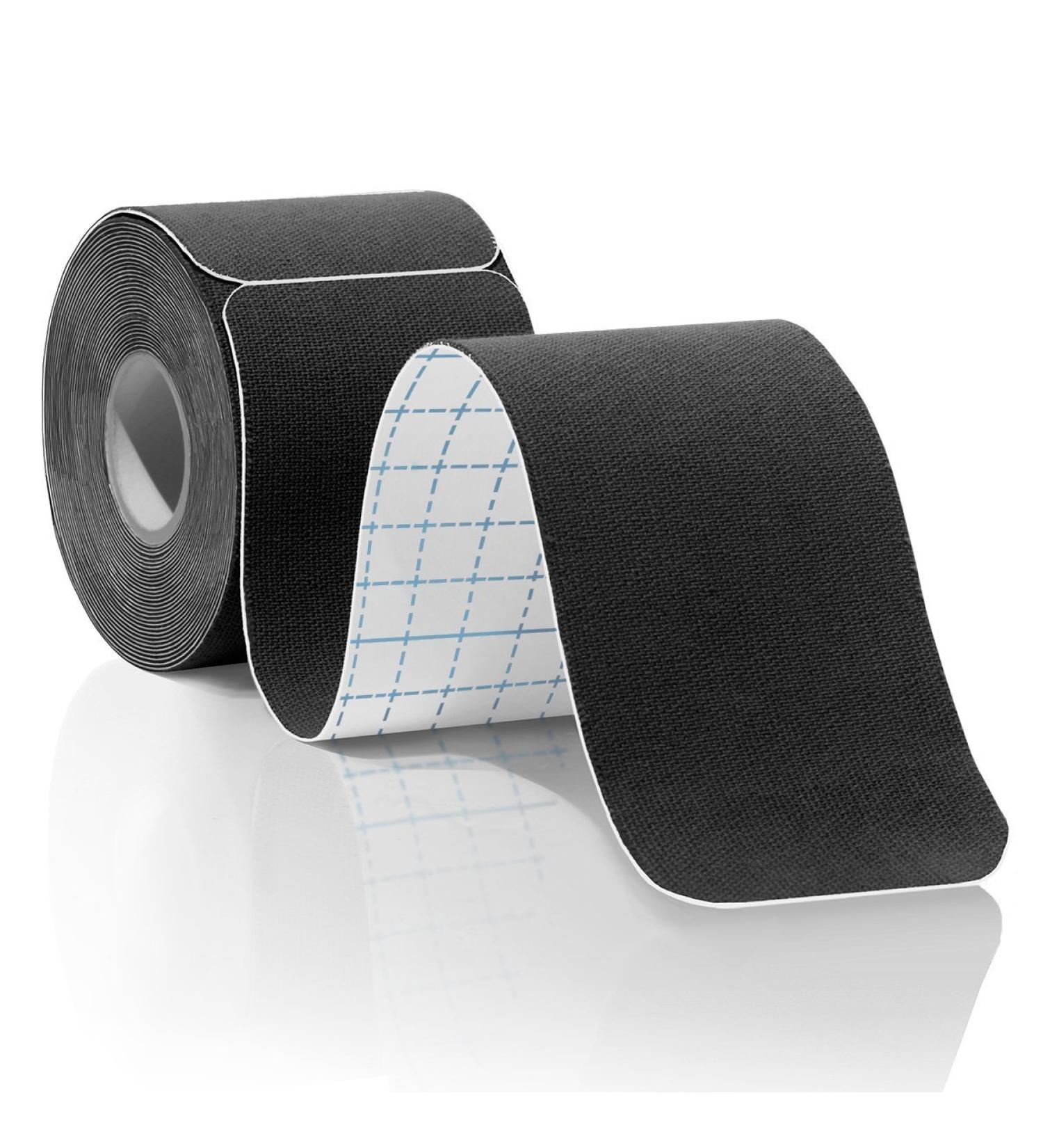 Kinesiology Tape Pro for Sports | Knee & Ankle Support | Breathable & Water-Resistant Cotton Rolls - Pre-Cut 10" Strips in Black - Buy Online on GoSupps.com