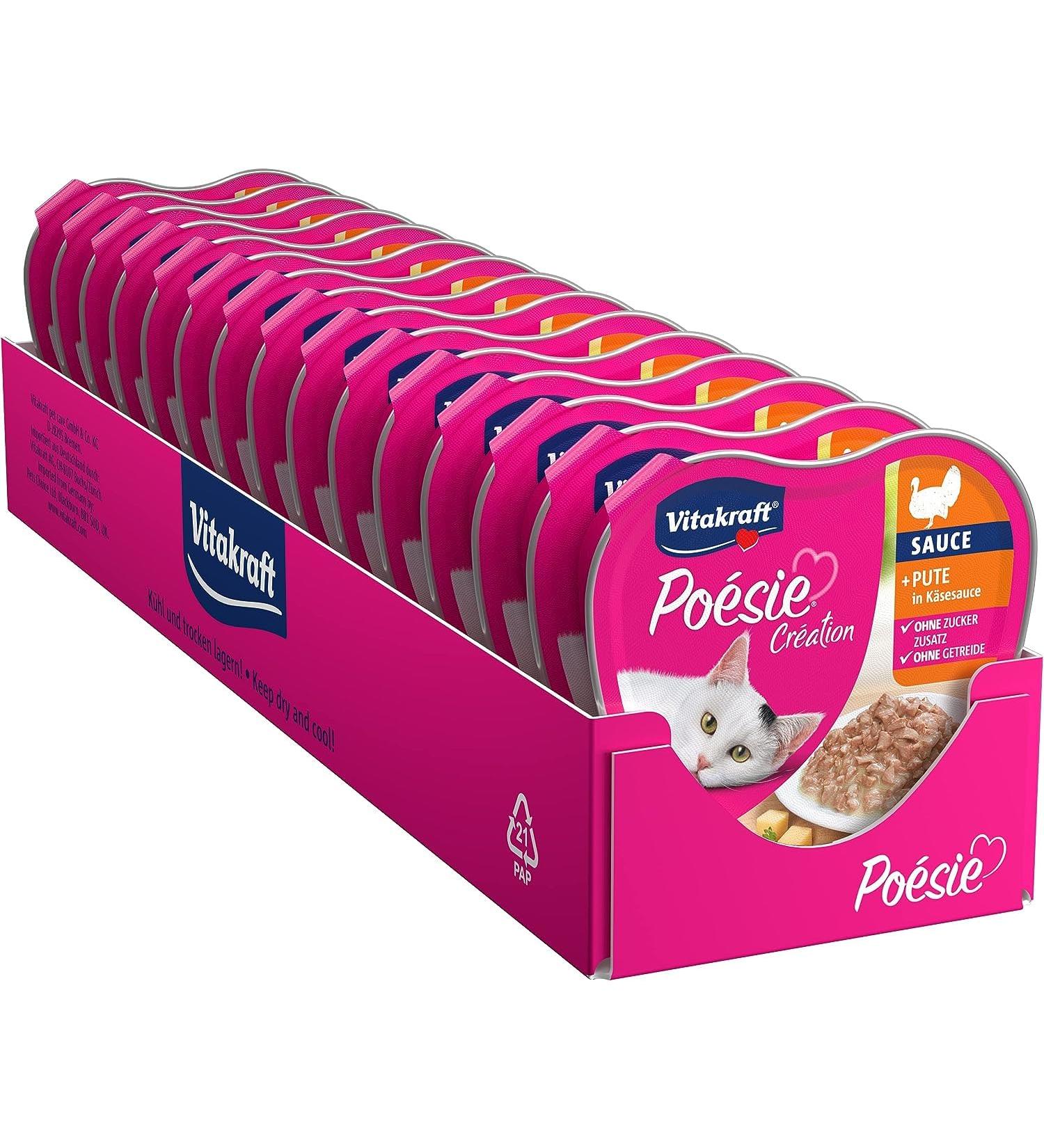 Vita Power Po sie Cr ation - Turkey in Cheese Sauce Wet Cat Food for Adults (15x85g) | No Sugar No Cereals Premium Snacks - Buy Online on GoSupps.com