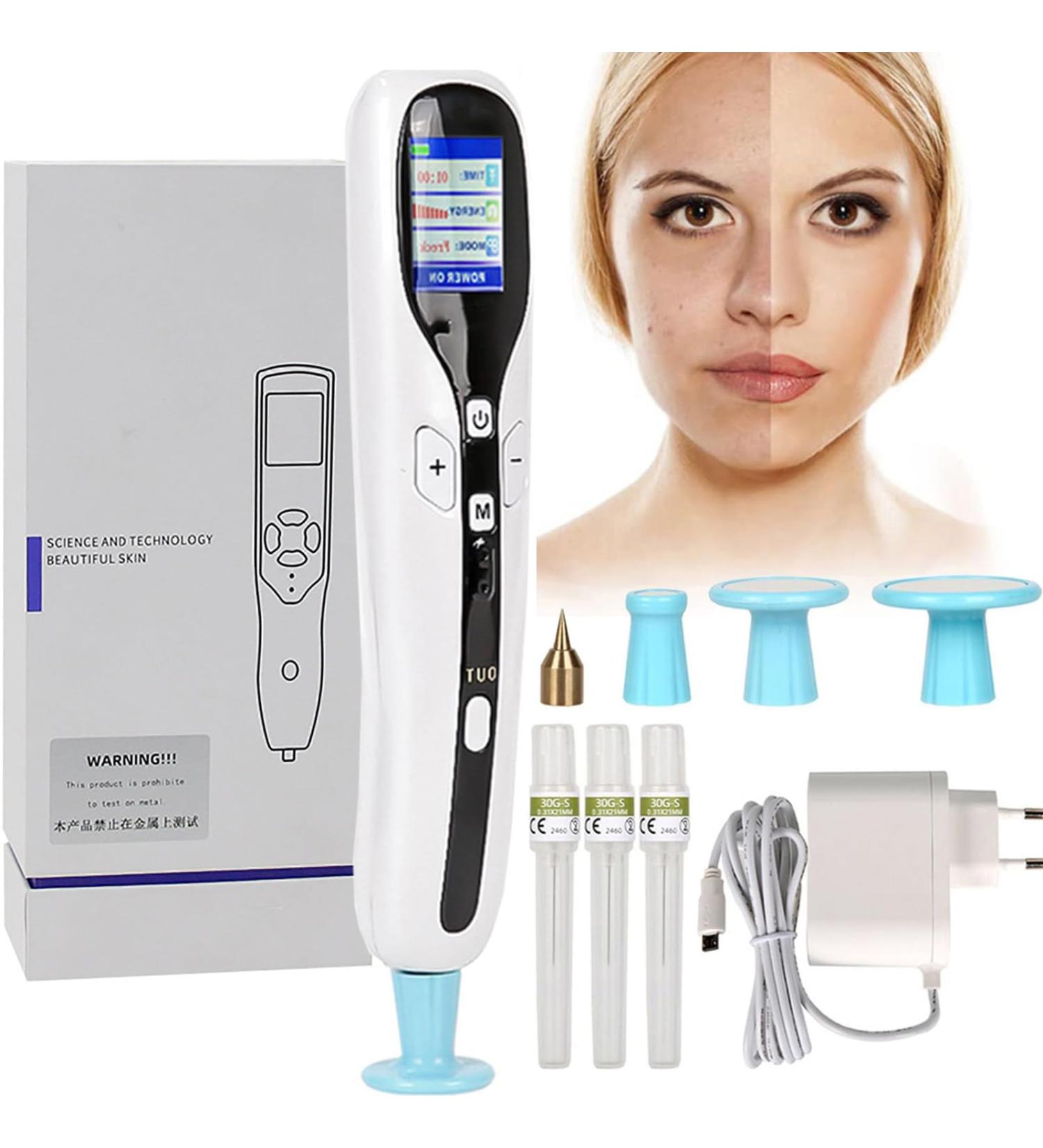 ZZwansuGE 2 in 1 Plasma Pen (Ozone + Freckles) Anti-Scratch Pen 8 Intensity Levels | LCD Screen Painless Skin Care/Mole Removal Freckles - Buy Online on GoSupps.com