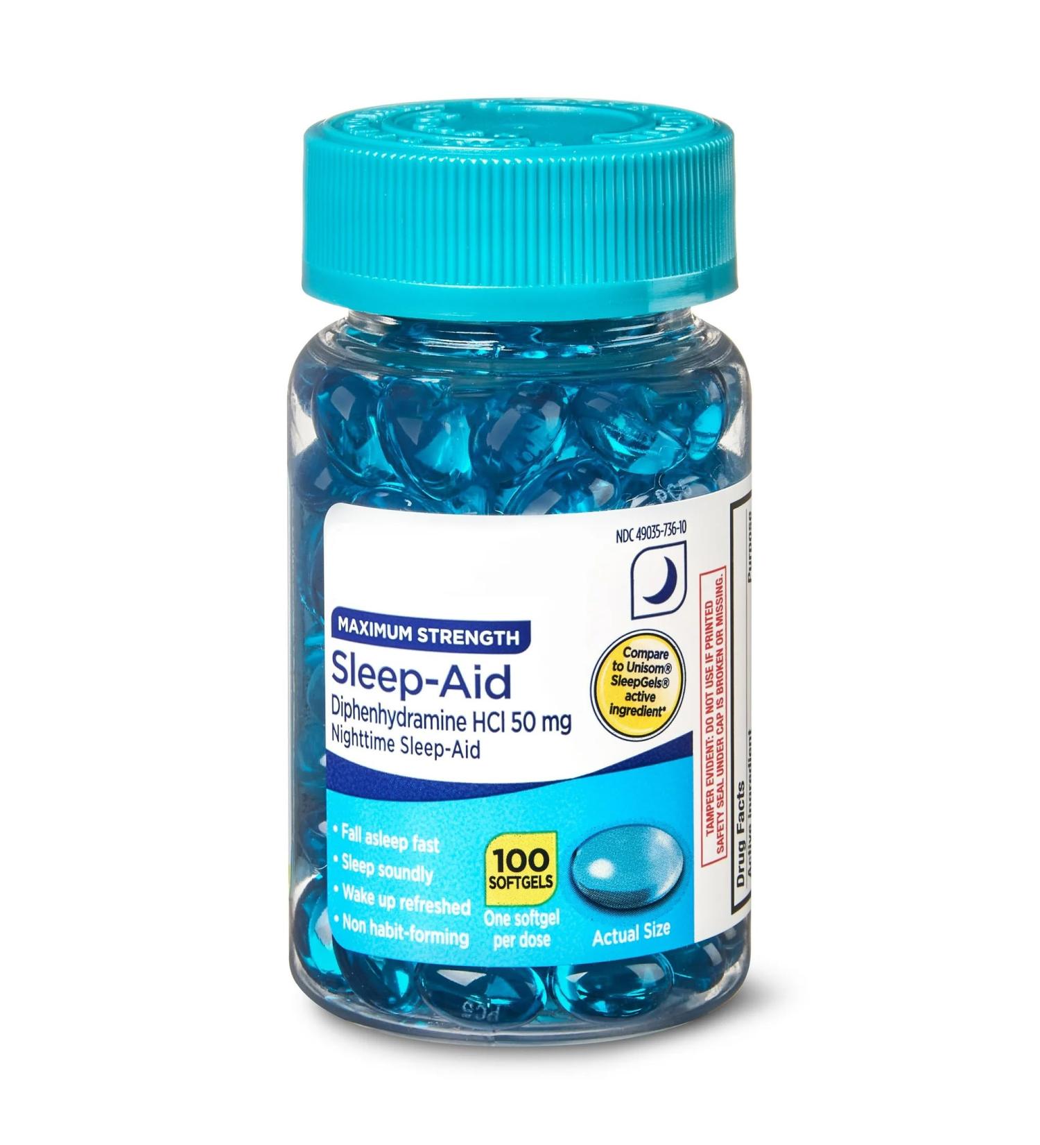 Maximum Strength Diphenhydramine HCl Sleep Support Softgels 50 mg 100 Count - Buy Online on GoSupps.com