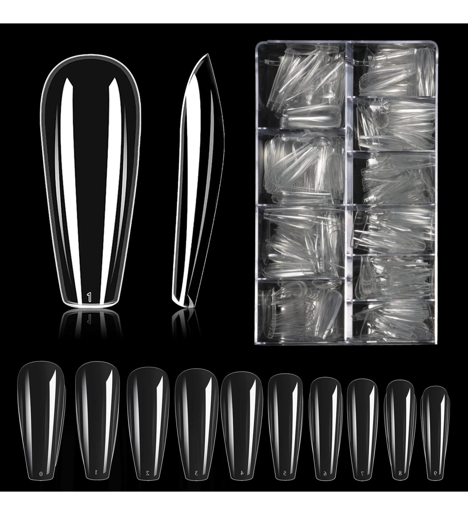 Carehabi Nail Tips - 500 Pack Transparent Acrylic Artificial Nails with Storage Case | 10 Sizes for Nail Studios & DIY Art - Buy Online on GoSupps.com