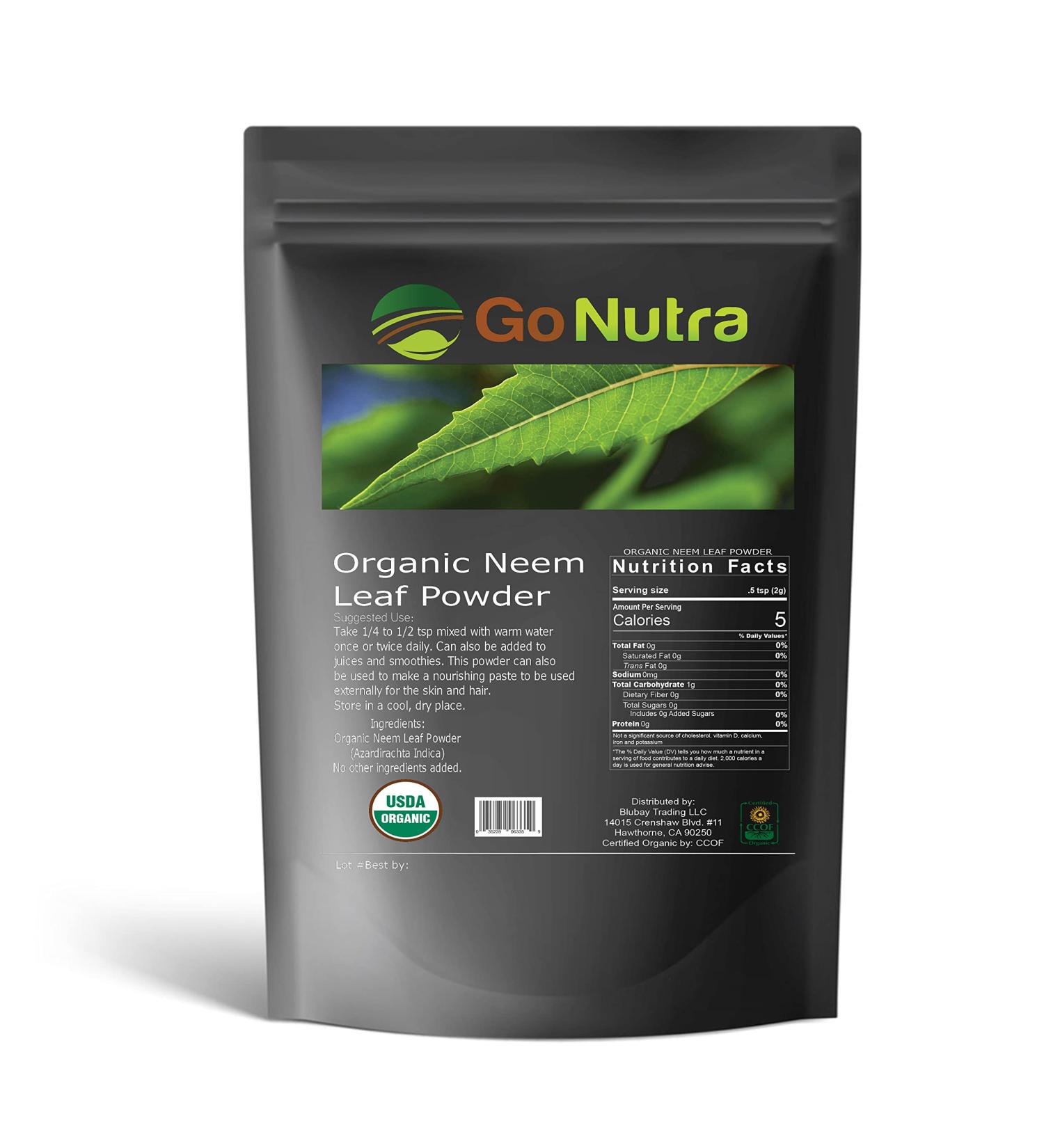 Organic Neem Powder 8 oz - Pure India Neem Powder for Hair, Skin & Teeth | Azadirachta Indica - Buy Online on GoSupps.com