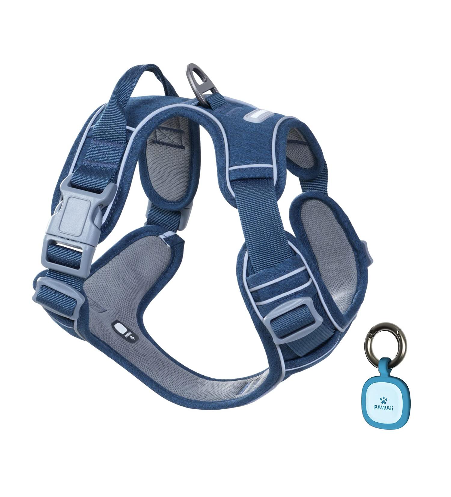 Pawaii XS Dog Harness for Small Dogs - Anti-Pull Reflective Adjustable Breathable Chest Harness with Handle - Deep Sea Blue - Buy Online on GoSupps.com