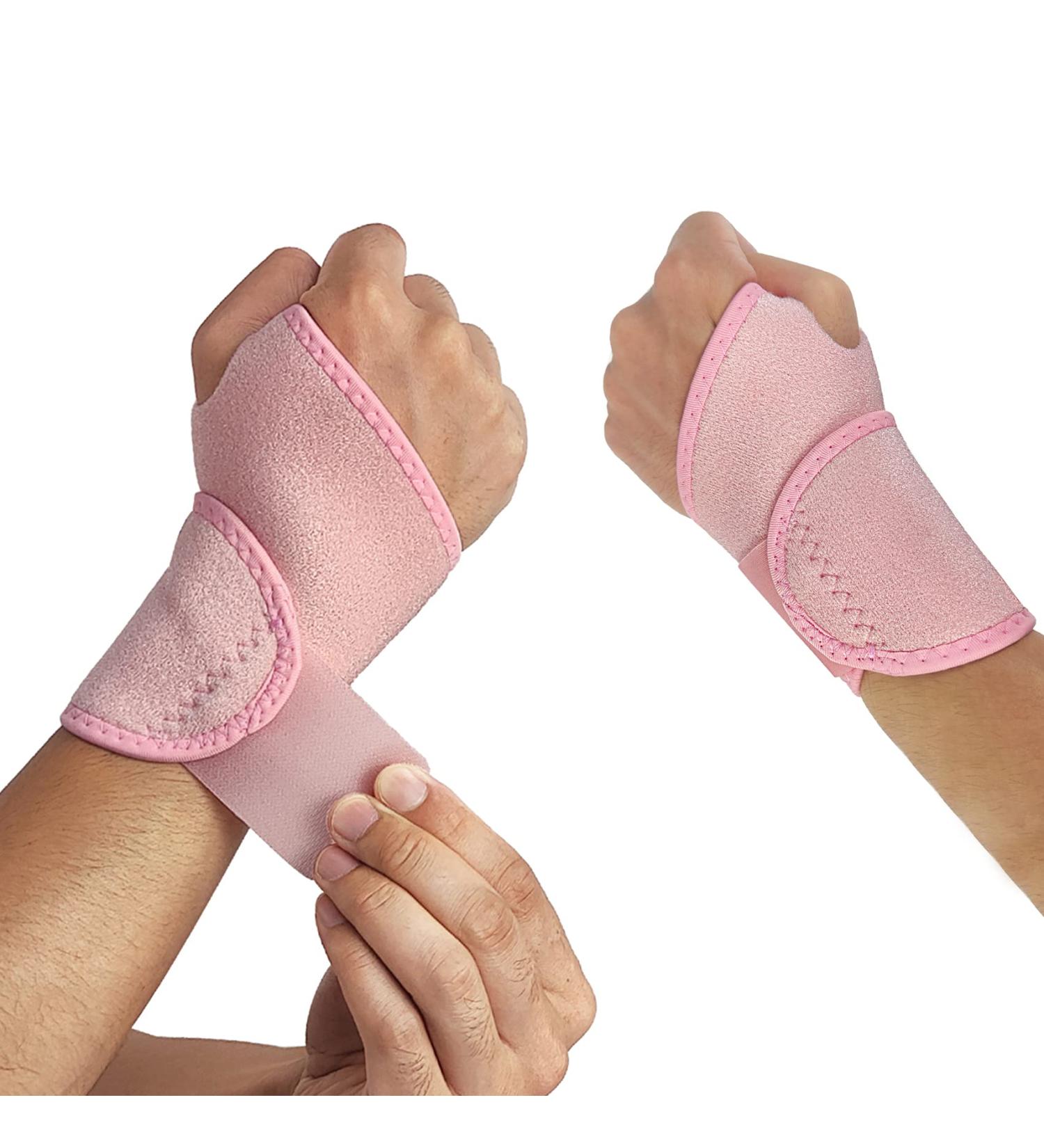 Abnii Compression Wrist Brace - One Size Adjustable for Carpal Tunnel & Arthritis Pain Relief - Breathable Wrist Support Straps (Pink) - 1 Pair - Buy Online on GoSupps.com