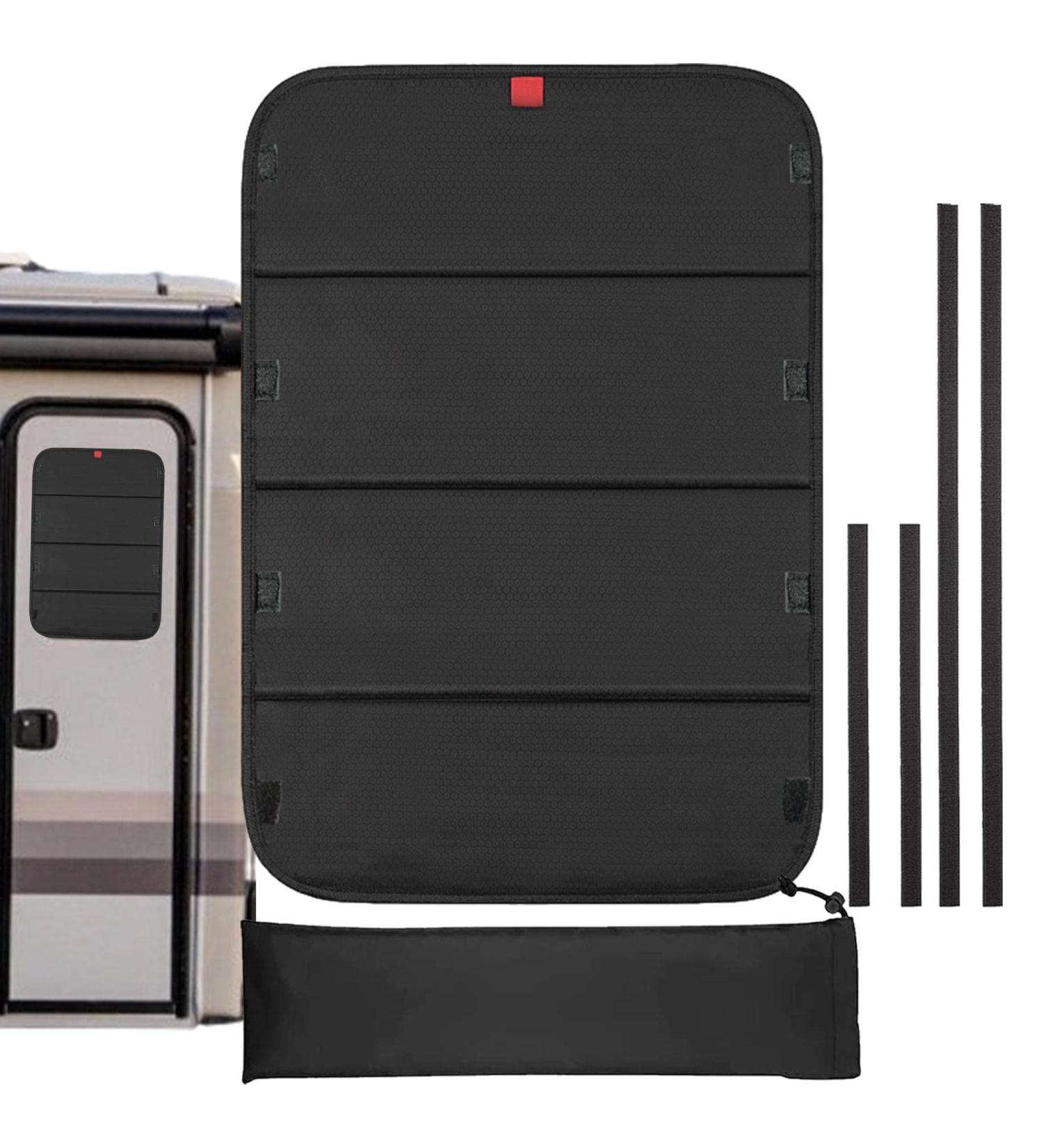 Pologmase RV Door Window Roller Cover | 25x16 Foldable Insulator | Solarfly Darkening Fabric for Motorhome Privacy & Ventilation - Buy Online on GoSupps.com