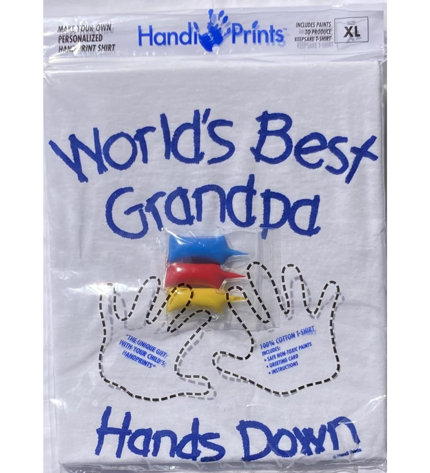 HandiPrints World's Best Grandpa T-Shirt & Paint Kit - Family Hand Prints (Large White) - Buy Online on GoSupps.com