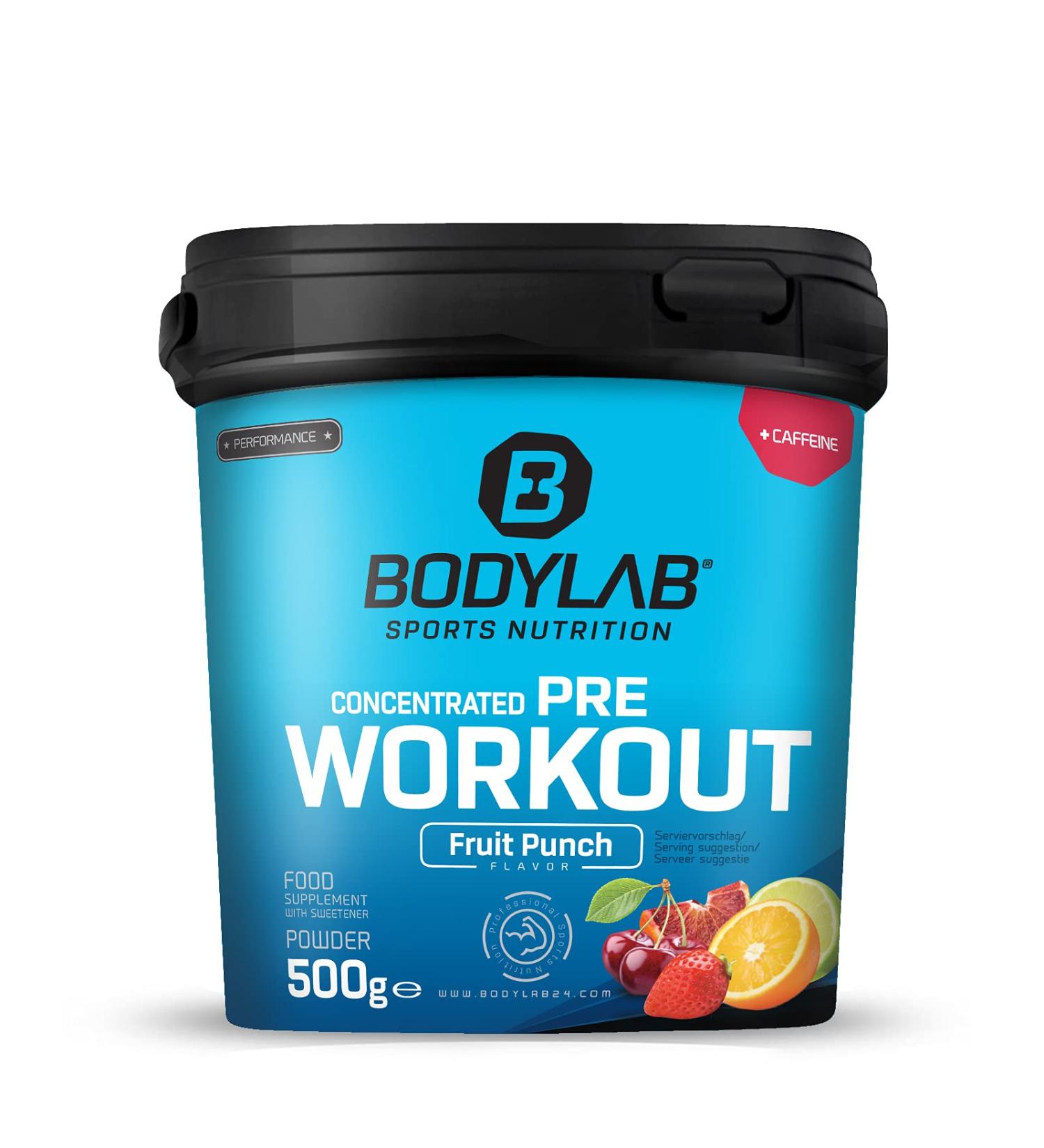 BODYLAB24 Concentrated Pre-Workout Booster 500g - Fruit Mix Energy Boost with Creatine Beta-Alanine & Caffeine for Maximum Training Power - Buy Online on GoSupps.com