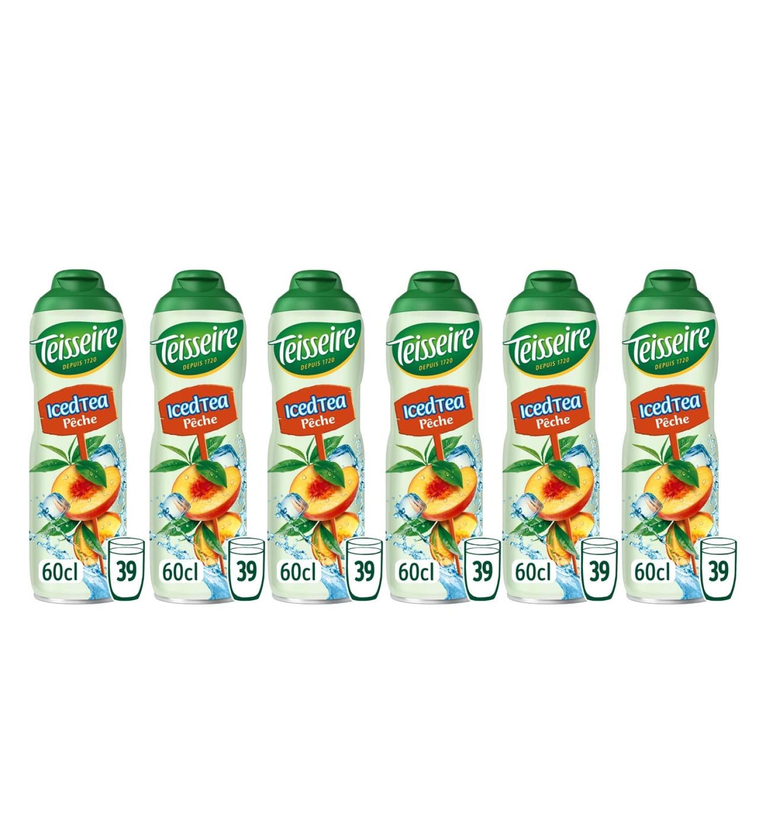 Pack of 6 peach iced tea syrups 6x60cl