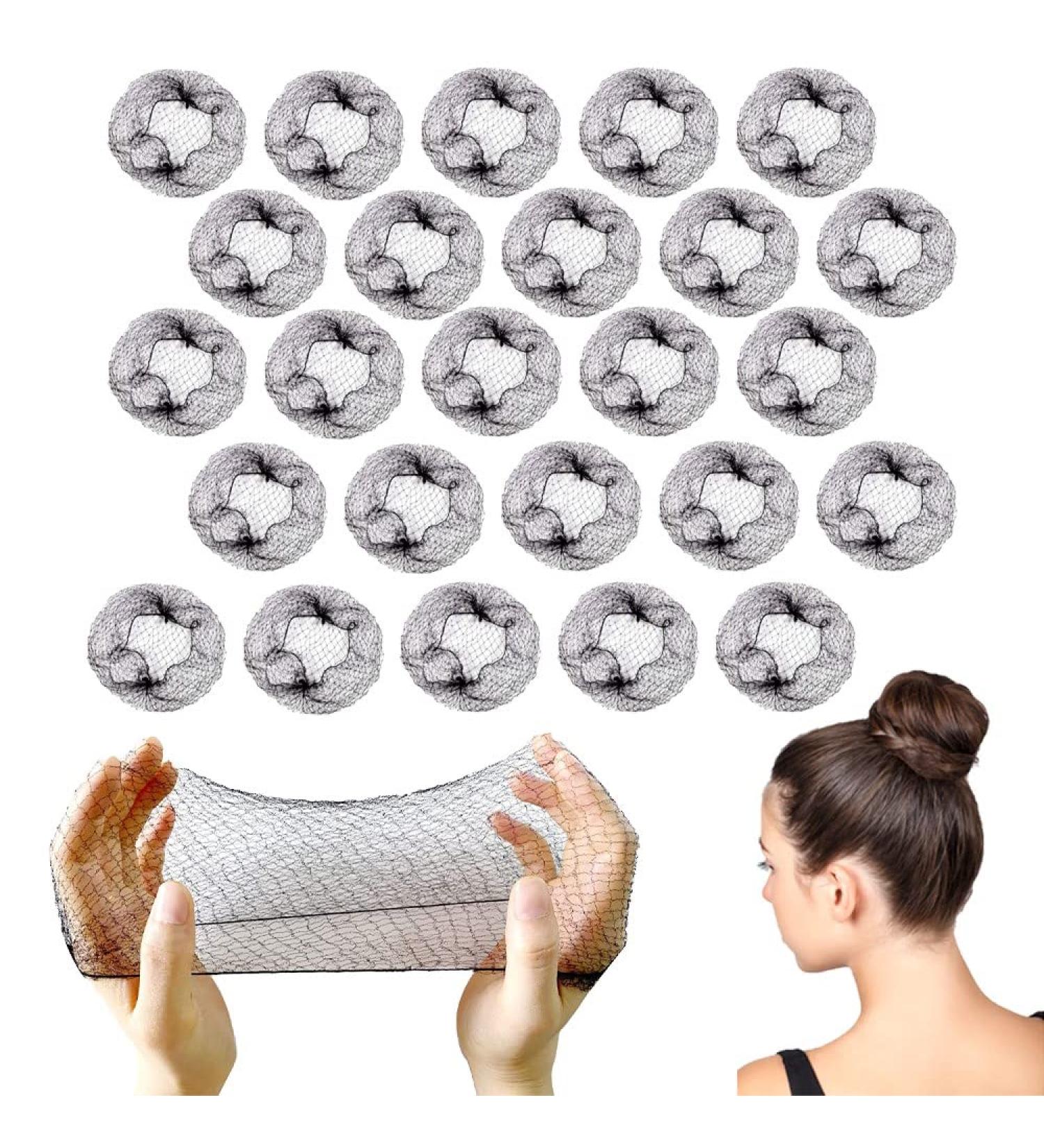 ZEVONDA 20 PCS Invisible Hair Nets - 50cm/20inch Elastic Edge Mesh Hair Net for Women Girls - Perfect for Ballet, Dance, Gymnastics - Black (20PCS) - Buy Online on GoSupps.com