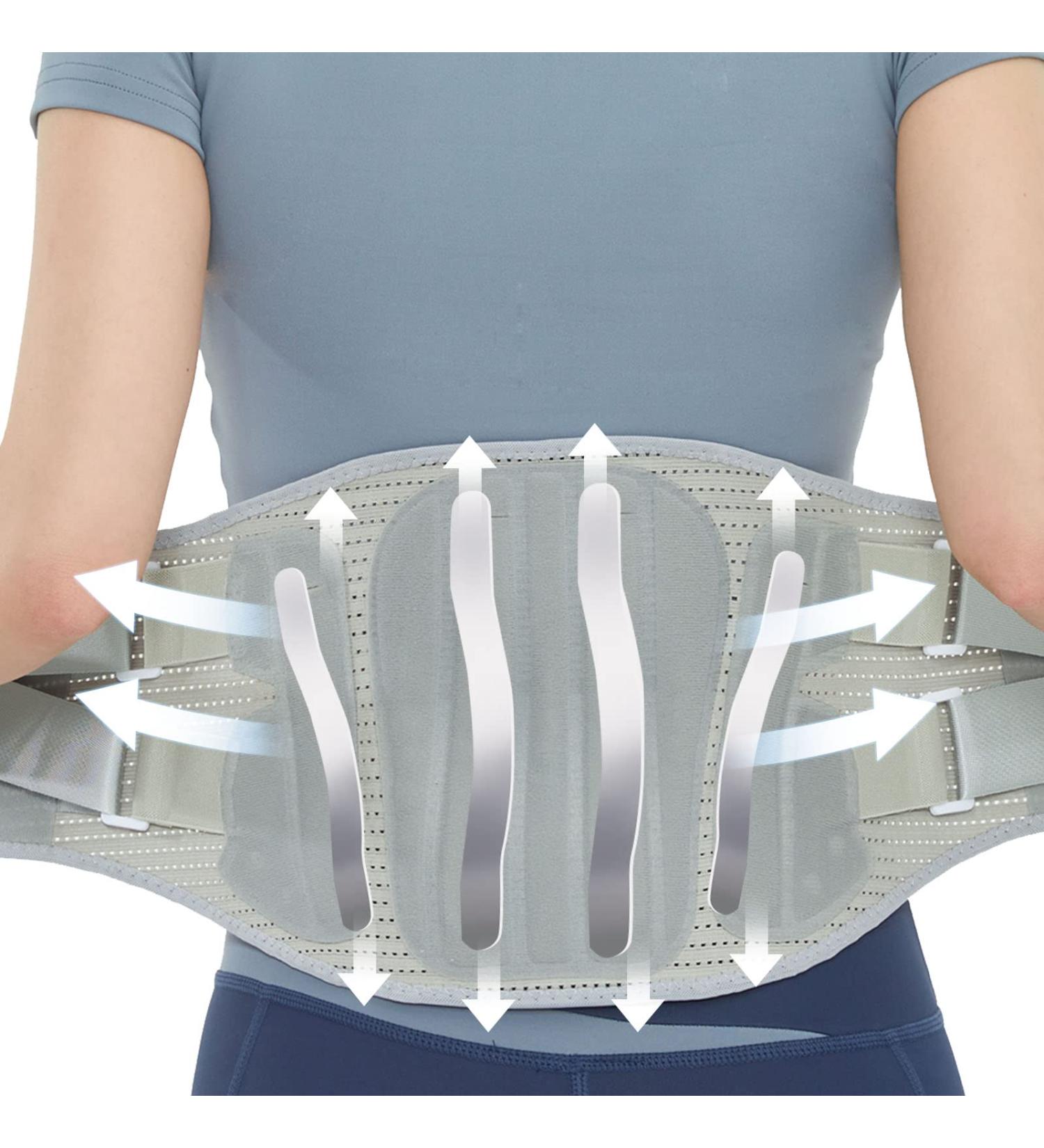 ZD Back Brace for Lower Back Pain - Breathable Lumbar Support Belt for Herniated Disc & Sciatica - Adjustable Size L - Men & Women - Light Grey - Buy Online on GoSupps.com