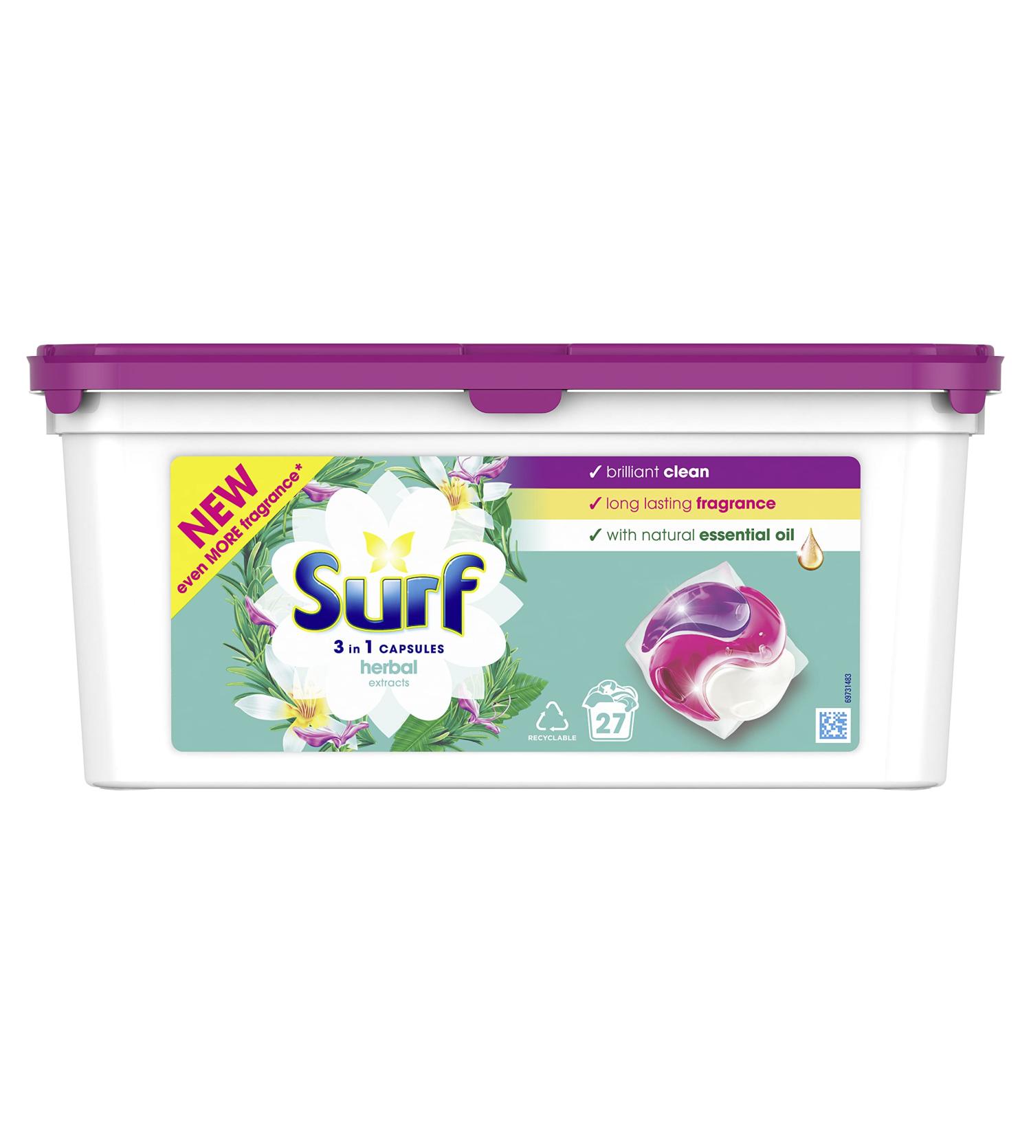 Surf Herbal Extracts 3-in-1 Capsules Washing Capsules - 27 Washes | Extra Fragrance for Clean Laundry - Buy Online on GoSupps.com