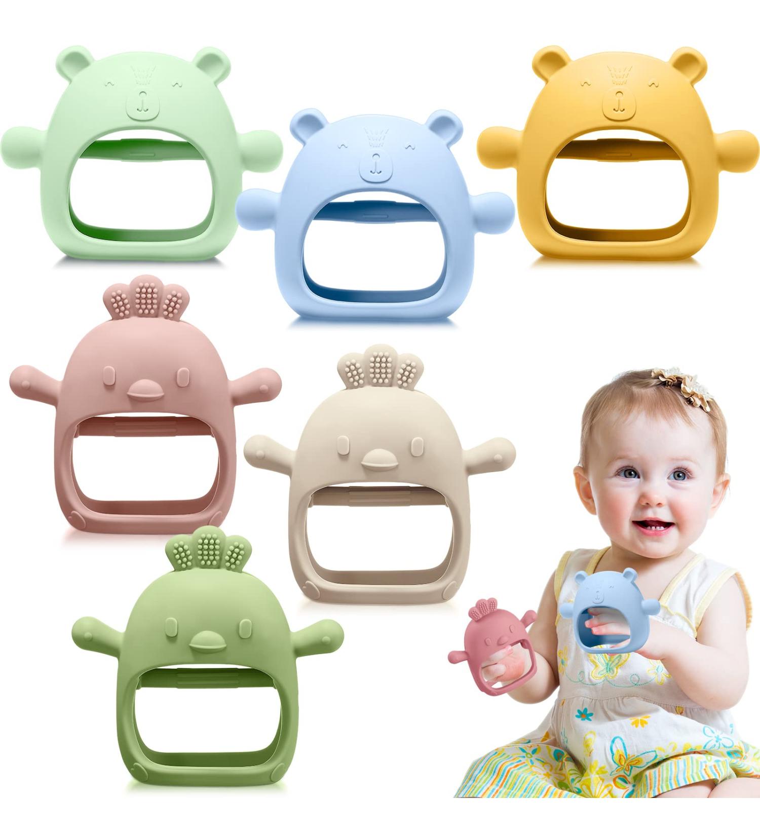 Treela 6 Pcs Baby Teething Toys - Silicone Teether Mitten for Babies 0-6 Months - Anti-Drop Chew Toys - Cute Color - Newborn Breastfeeding Needs - Buy Online on GoSupps.com