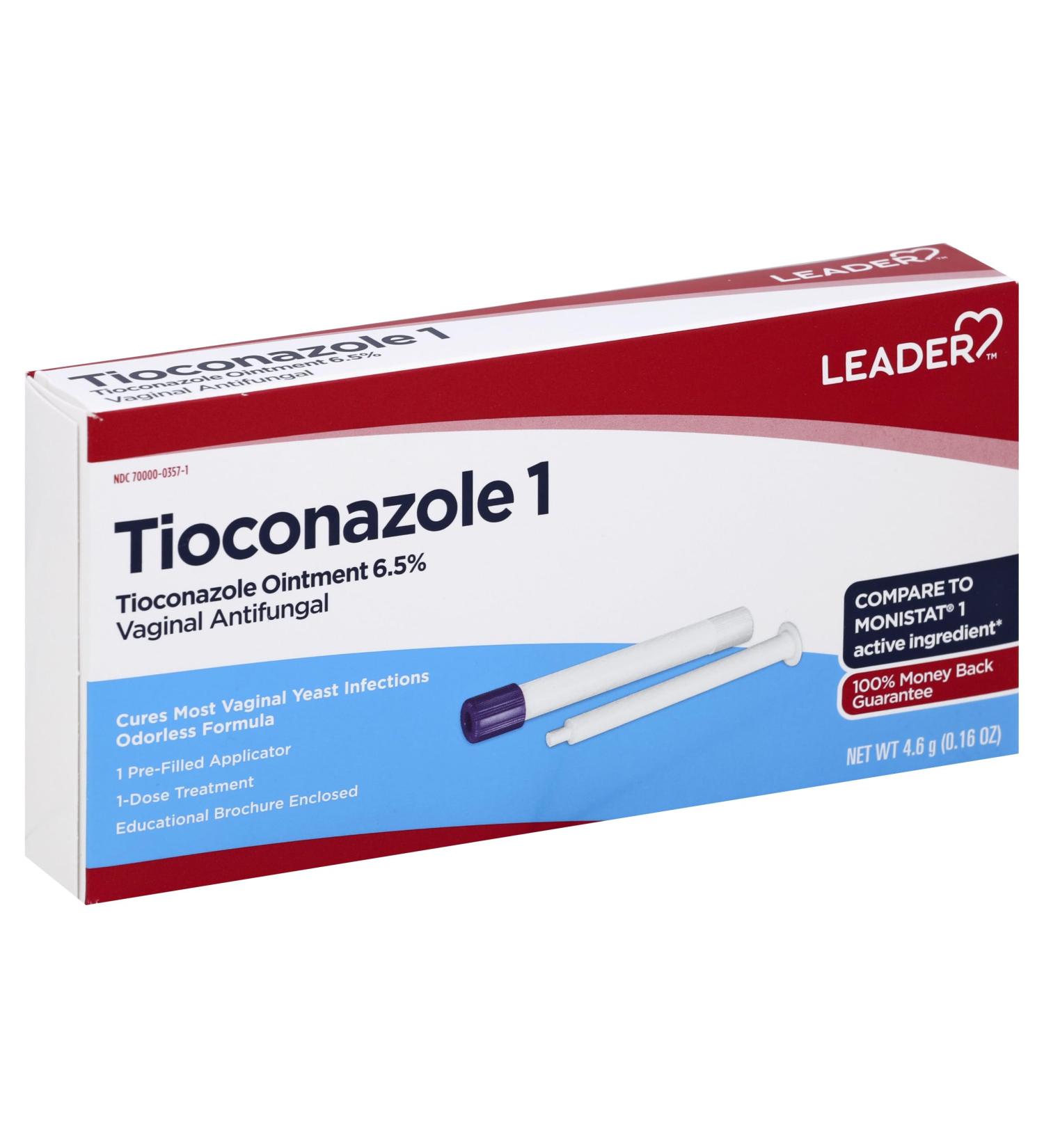 Leader Tioconazole 1-Day Vaginal Antifungal Ointment - Cure Yeast Infections with Odorless Formula & Disposable Applicator - Fast International Shipping - Buy Online on GoSupps.com
