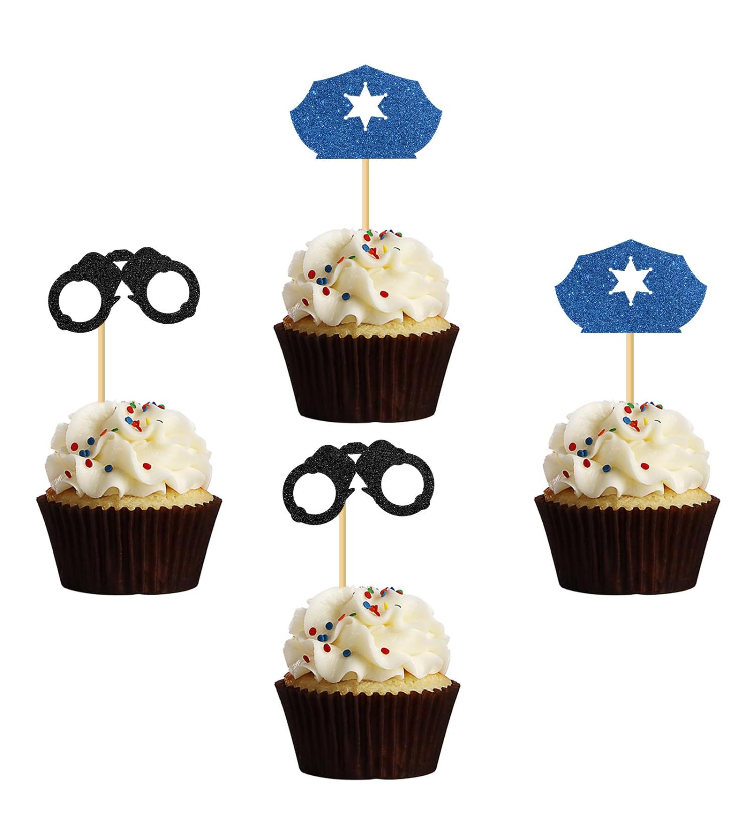 MonMon & Craft Congrats Officer Cupcake Toppers/Future Police Graduation Cupcake Decor/Class of 2024 Cupcake Toppers/Police Academy Graduation Party Cupcake Decorations Black Blue Glitter 24 Pcs - Buy Online on GoSupps.com