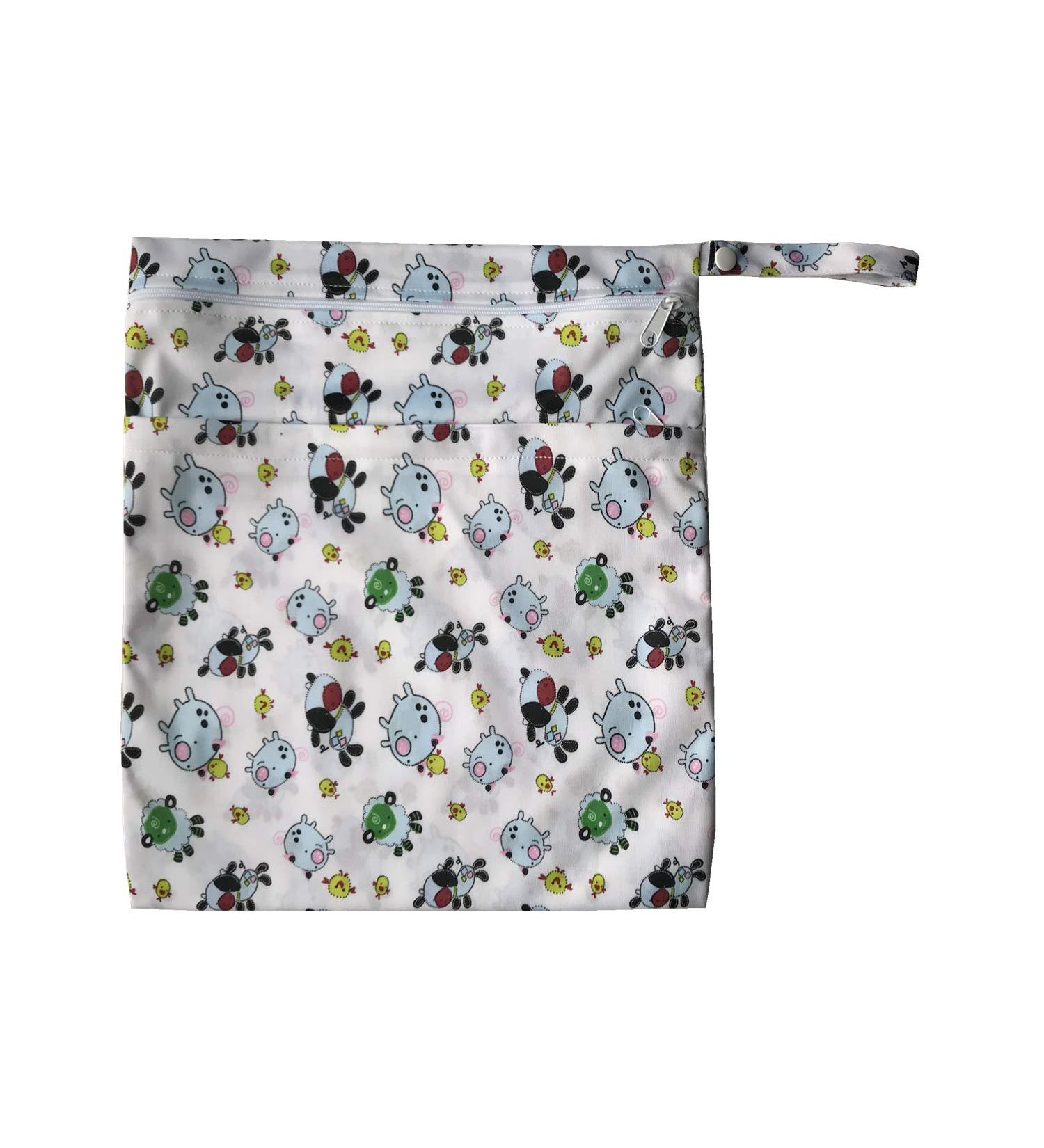 MUMBABY Wet Dry Bag for Baby Cloth Diaper - Reusable with Two Zippered Pockets (Sheep) - Buy Online on GoSupps.com
