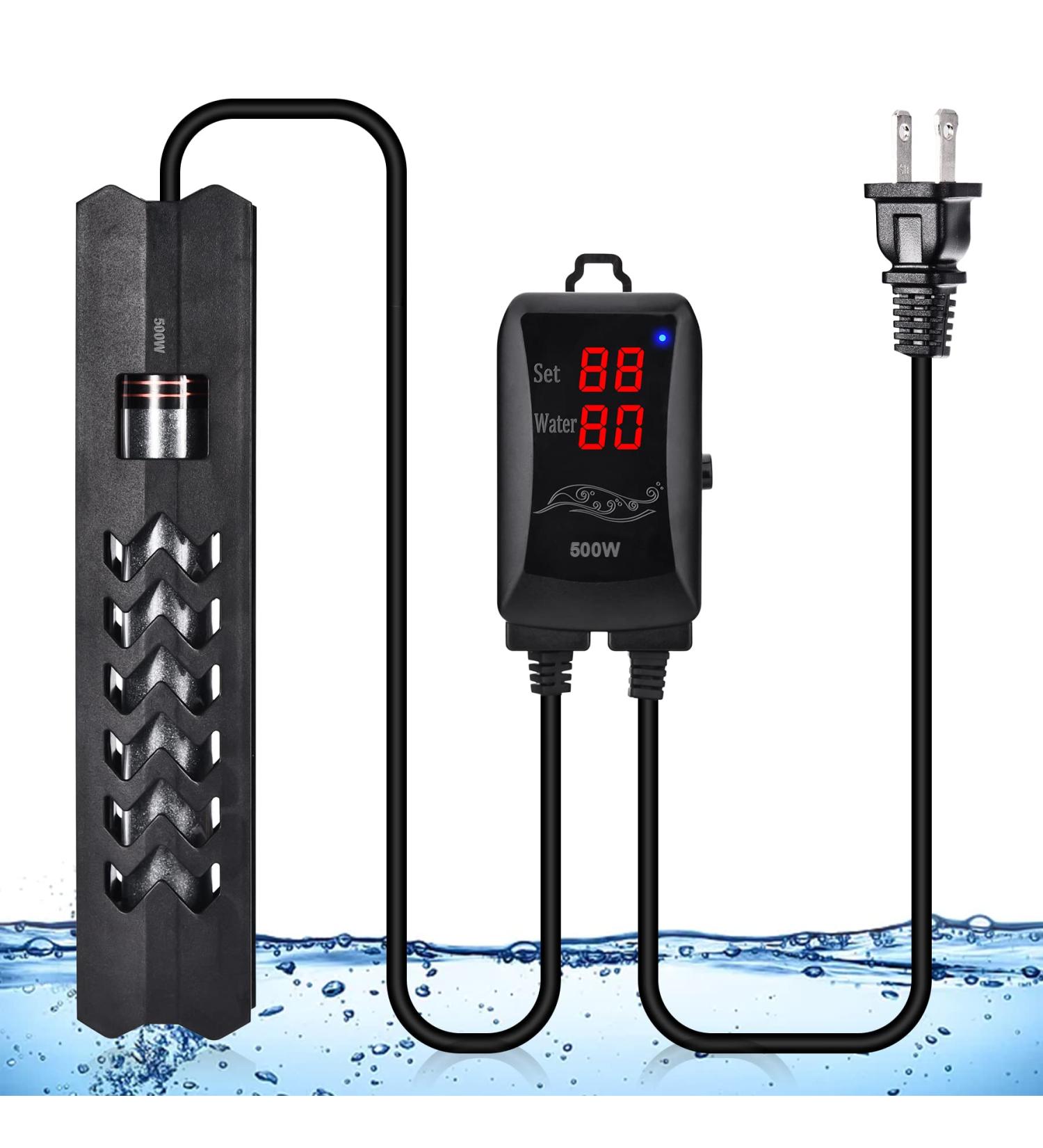 Woliver 500W Aquarium Heater - Fast Heating Submersible Fish Tank Heater with LED Controller for 66-132 Gallon Marine and Freshwater Tanks - Buy Online on GoSupps.com