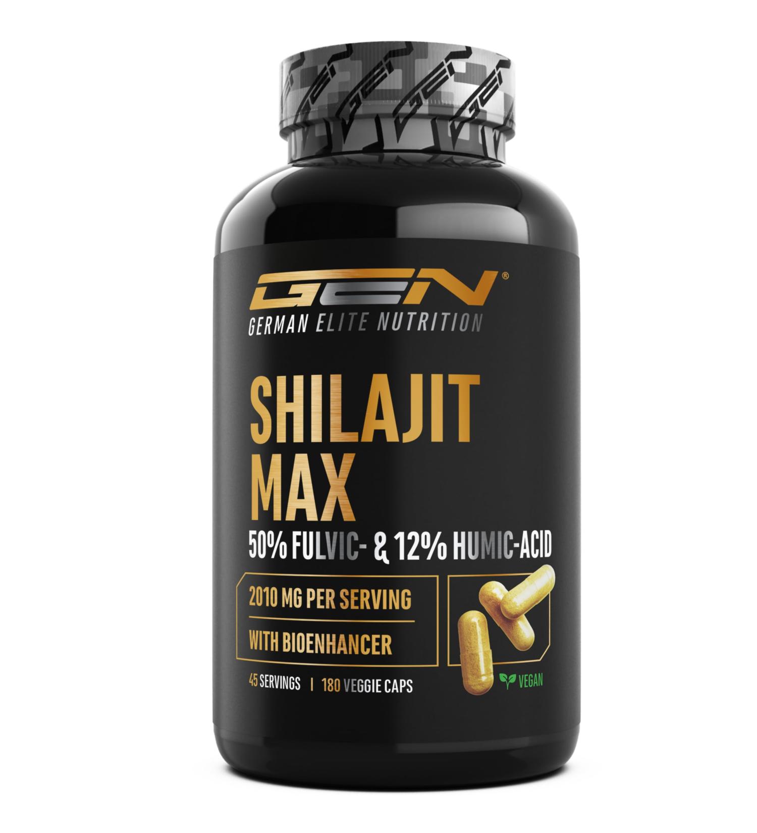  GEN GERMAN ELITE NUTRITION Mumijo Shilajit Max 180 high-dose capsules with 2000 mg per daily dose 10:1 original extract with 50% fulvic acid + 12% h - Buy Online on GoSupps.com