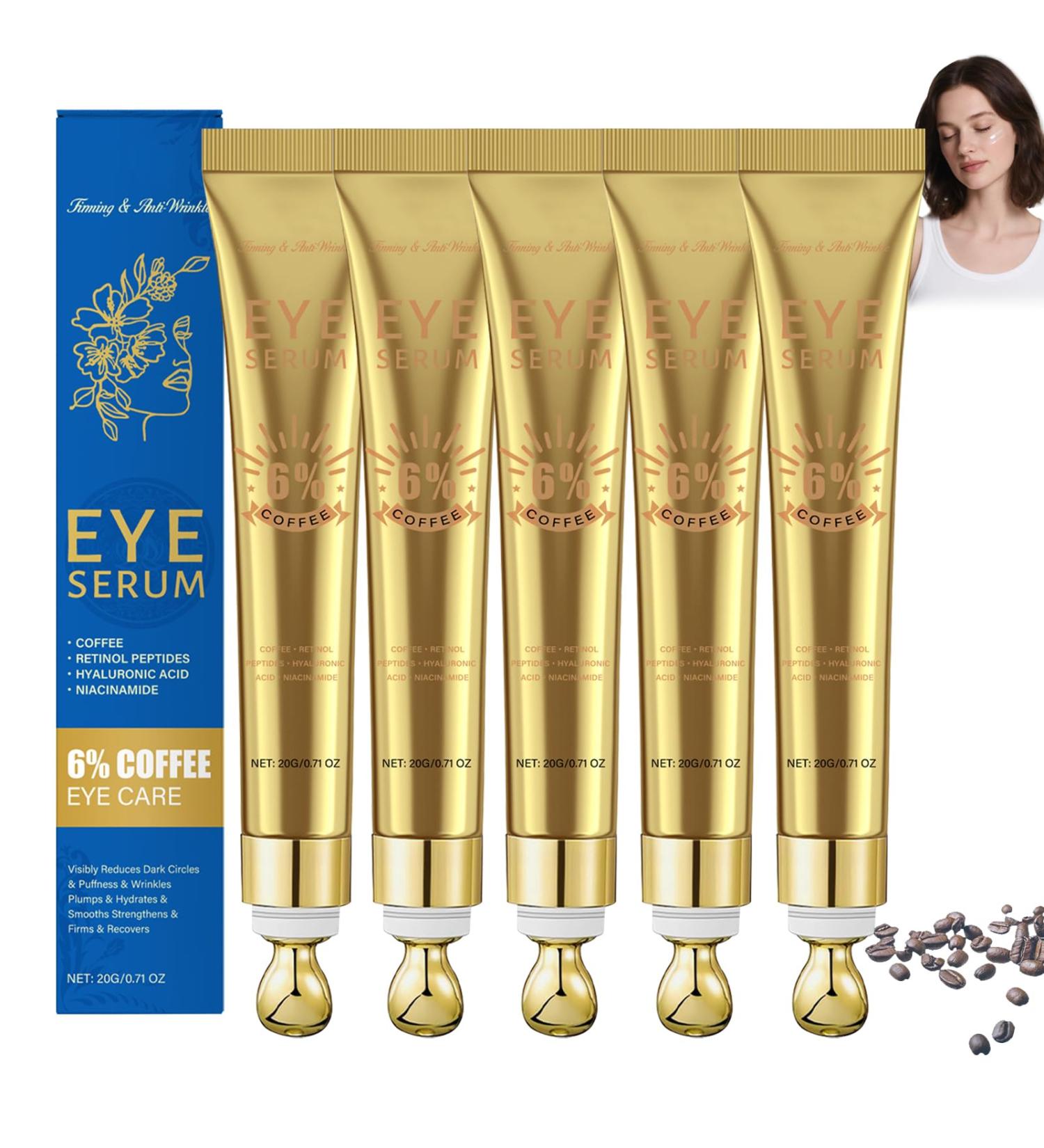 WRANBAO 6 caffeine eye cream against dark circles with retinol and hyaluronic acid 360 massage roller ball cares for the skin around the eyes smoothes wrinkles and fine lines eye care for every day 5 pieces 5 pieces - Buy Online on GoSupps.com