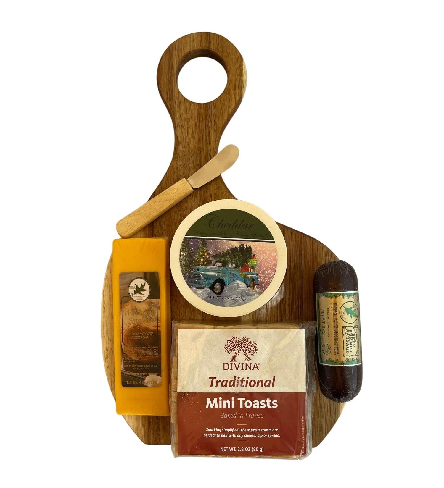 Christmas Gourmet Gift Basket: Holiday Cheese Board with Sausage, Cheese, Crackers - Festive Food Gift - Buy Online on GoSupps.com