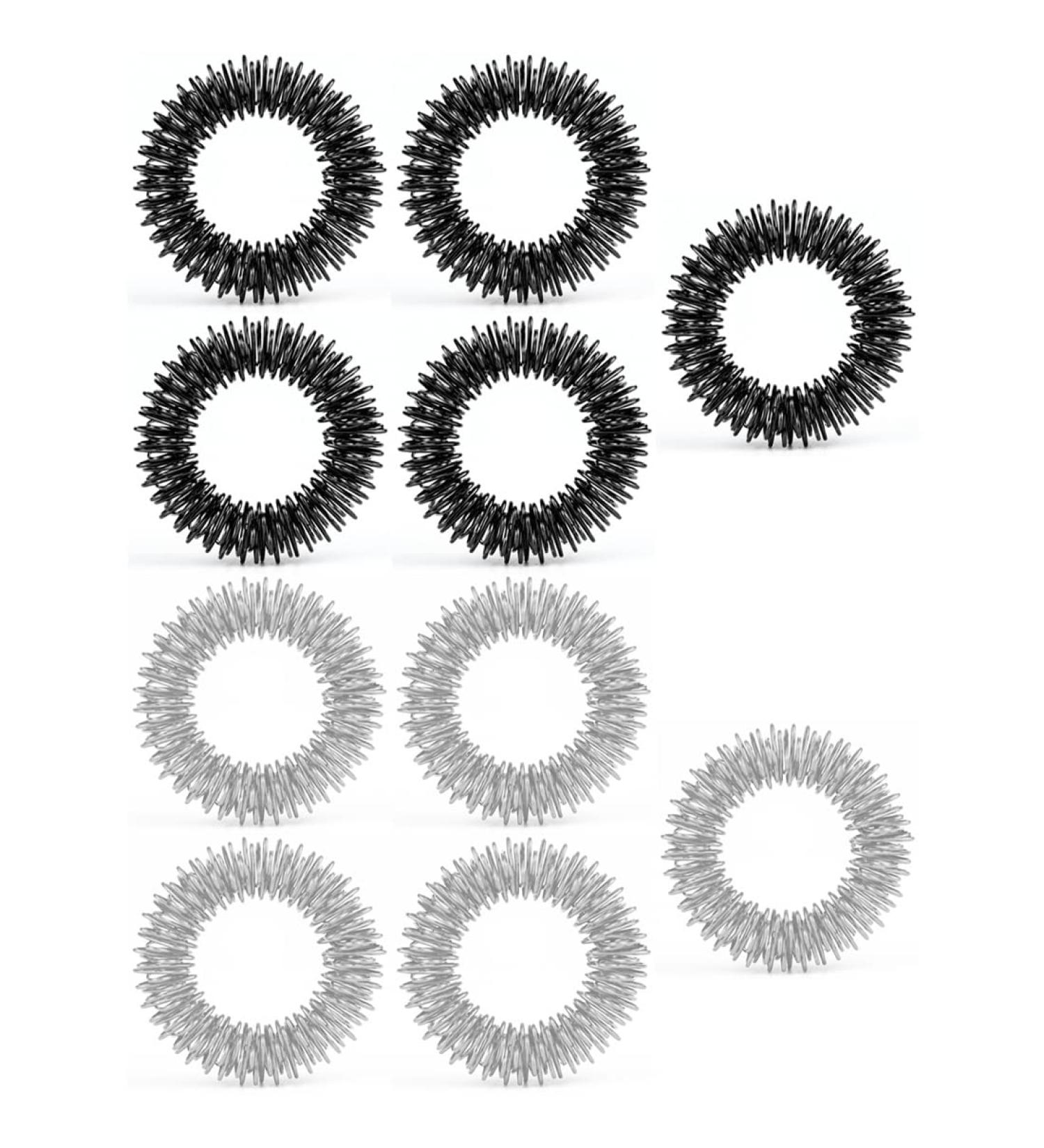 10-Piece Acupressure Finger Massage Rings - Stainless Steel Anti-Stress Wellness for Osteoarthritis & Blood Circulation - Buy Online on GoSupps.com