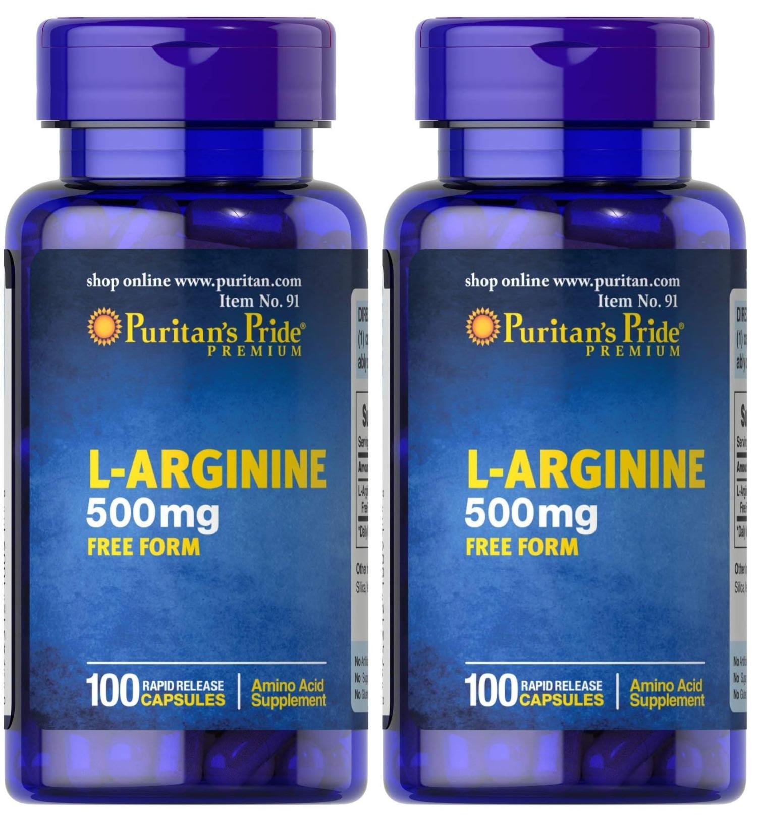 Puritan's Pride L-Arginine 500 mg Heart Health Support 100 Count (Pack of 2)