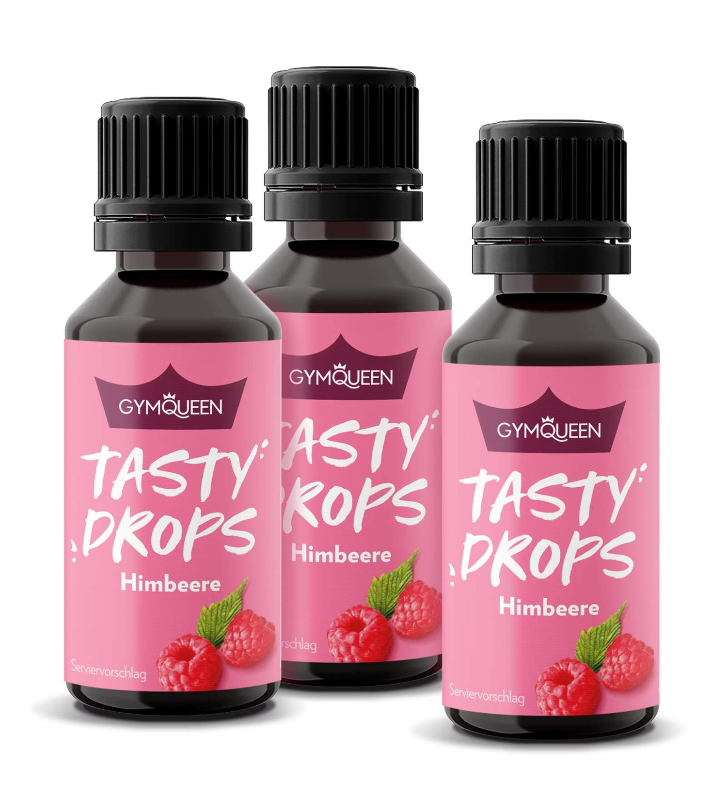 Buy GymQueen Tasty Drops Raspberry - Calorie-Free Flavor Drops 3x30ml | Delicious Healthy Sweetener for Your Drinks - Buy Online on GoSupps.com