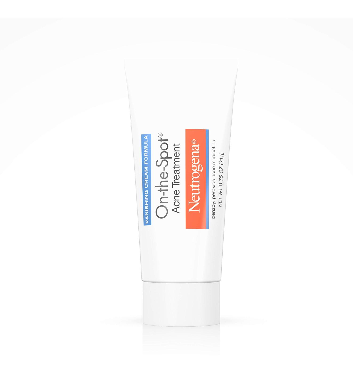 Neutrogena On-The-Spot Acne Treatment 0.75 oz - 2.5% Benzoyl Peroxide Pimple Cream - Buy Online on GoSupps.com
