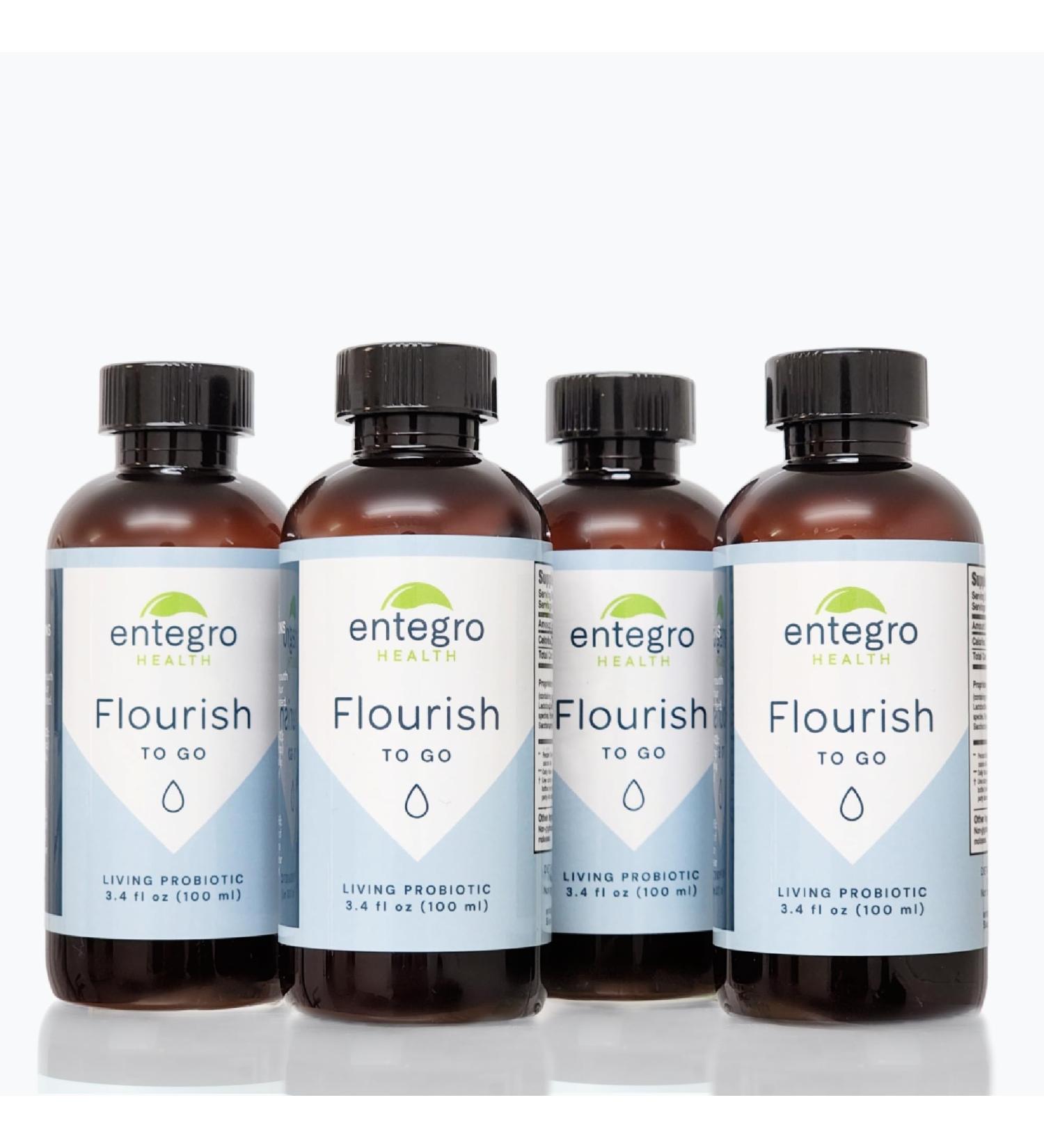 ENTEGRO Flourish to GO Living Probiotic Supplement Travel Size 4-Pack Bundle | Gut Health | Digestive Health | Non-GMO | Vegan | Allergen Free | Probiotics for Women and Men | Probiotics for Kids - Buy Online on GoSupps.com