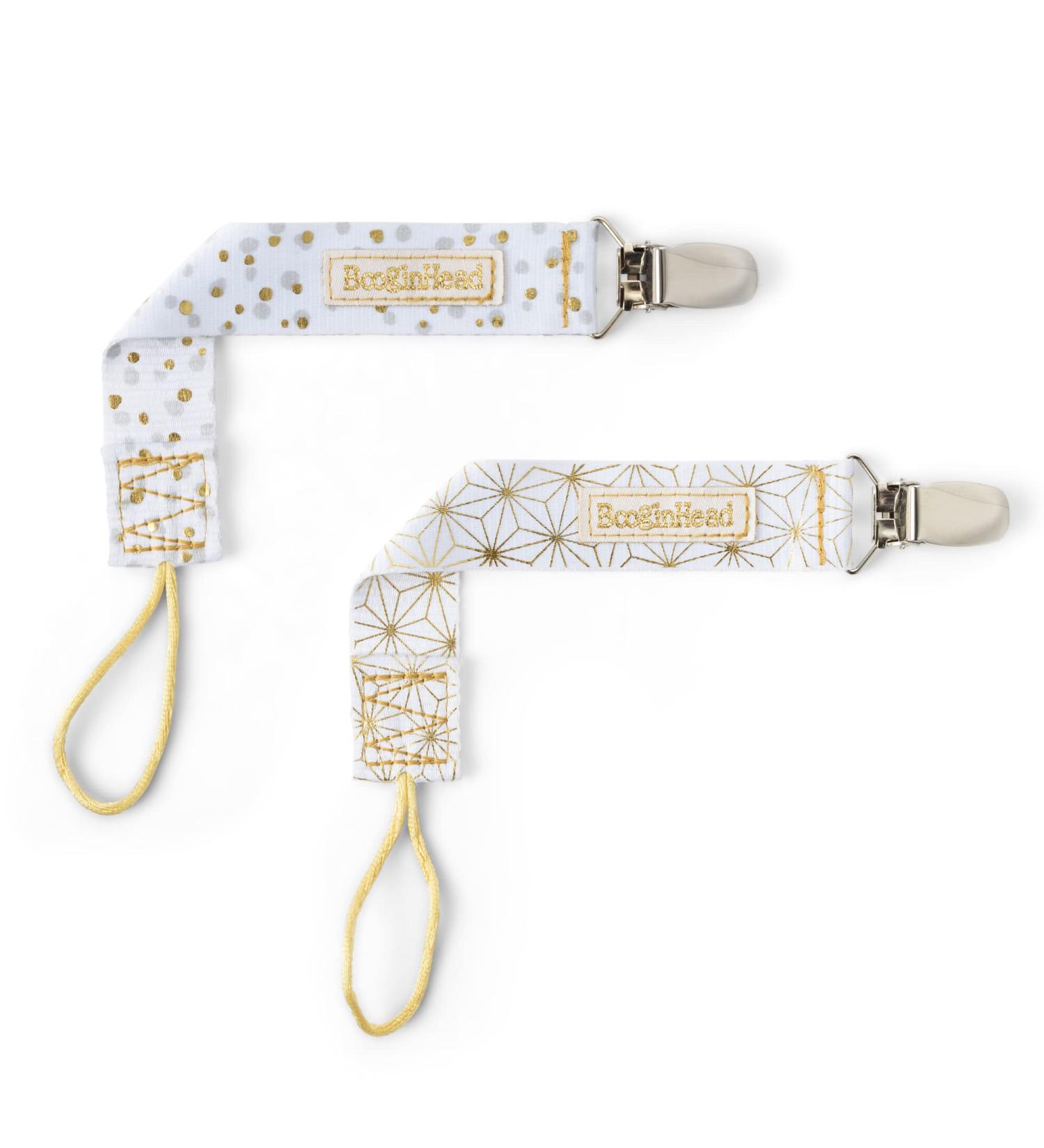 BooginHead Luxe Pacifier Holder - Gold Sparkles | Baby Pacifier Clip - Buy Online on GoSupps.com