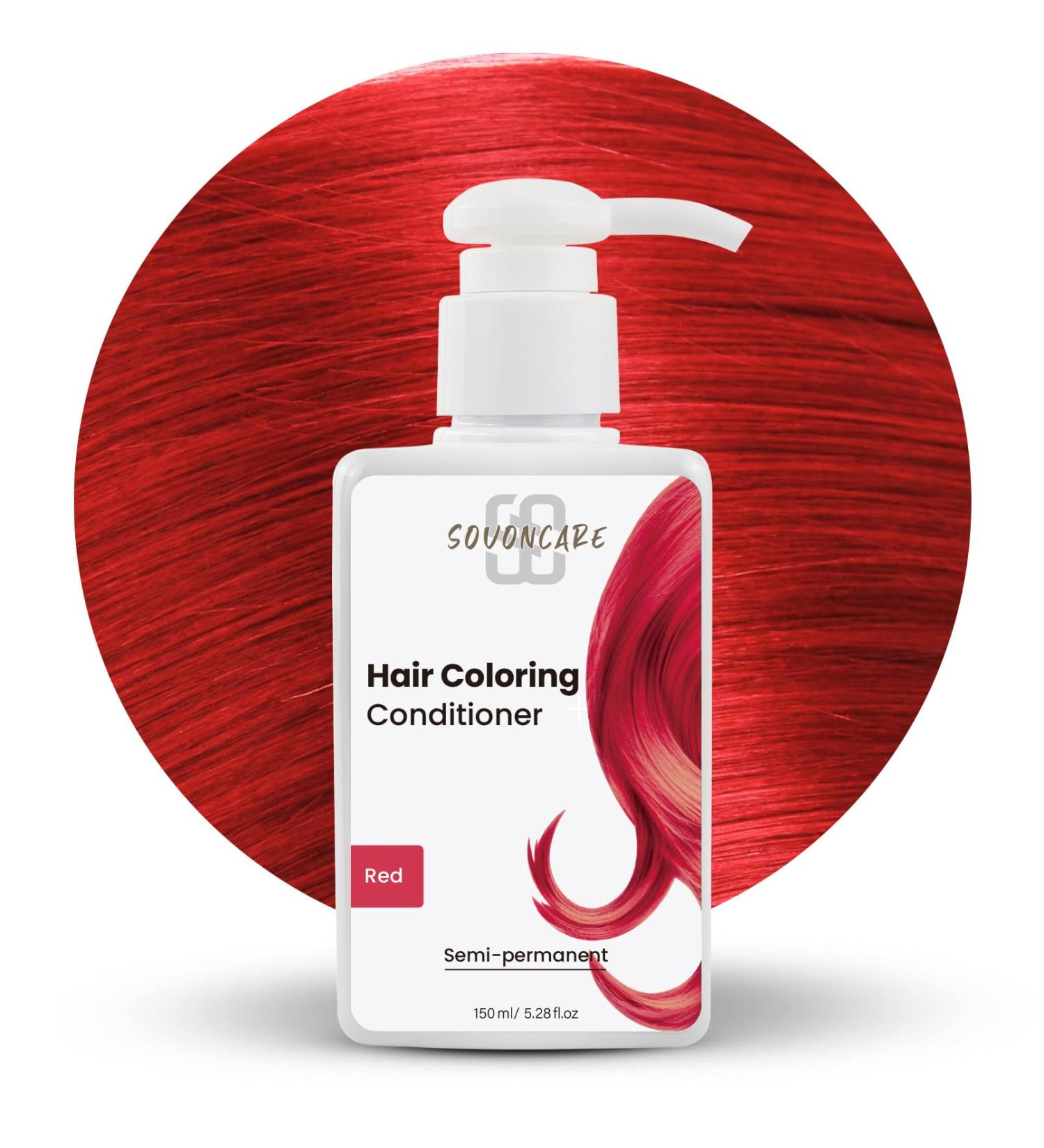 SOVONCARE Red Semi-Permanent Hair Dye Conditioner | 5.28 OZ - Color in 10 Min Cruelty-Free International Shipping - Buy Online on GoSupps.com
