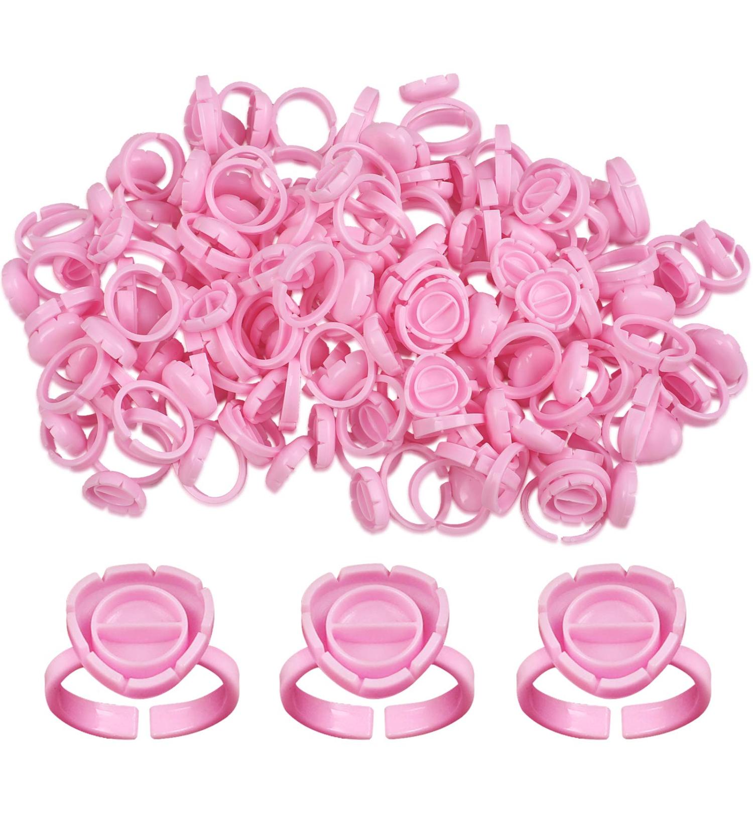 Fenshine 100 PCS Lash Glue Holder Ring Cups - Pink | Eyelash Extension Supply for Volume Lashes | Quick Blossom Cups - 2 Methods of Use - Buy Online on GoSupps.com