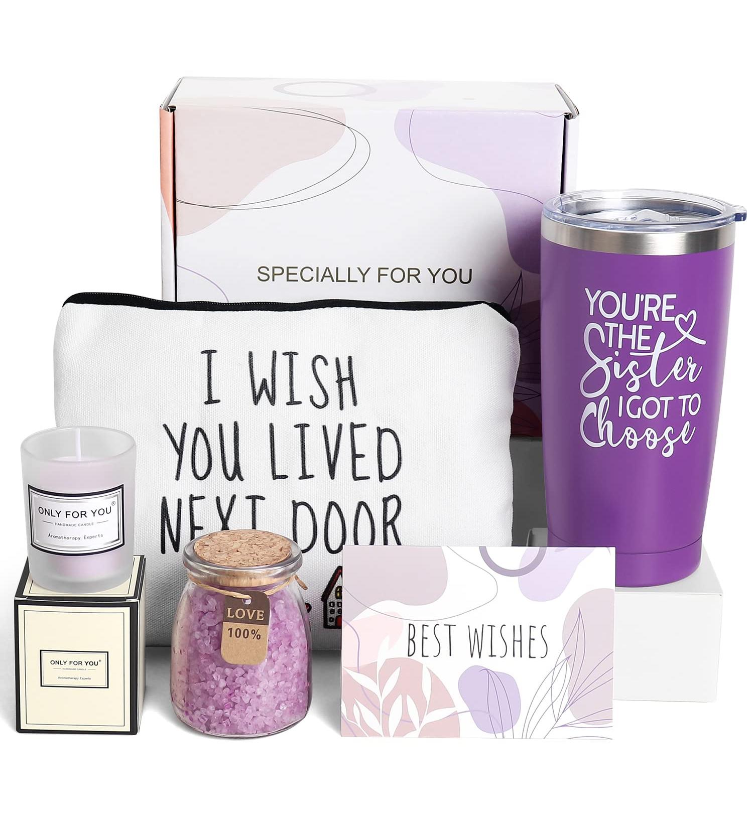 Relaxing Spa Gift Basket Set - Unique Birthday & Christmas Gifts for Women | Ideal for Mom, Sister, Best Friend, Wife | Friendship & Funny Gifts | Purple Theme - 'You're the Sister I Got To - Buy Online on GoSupps.com