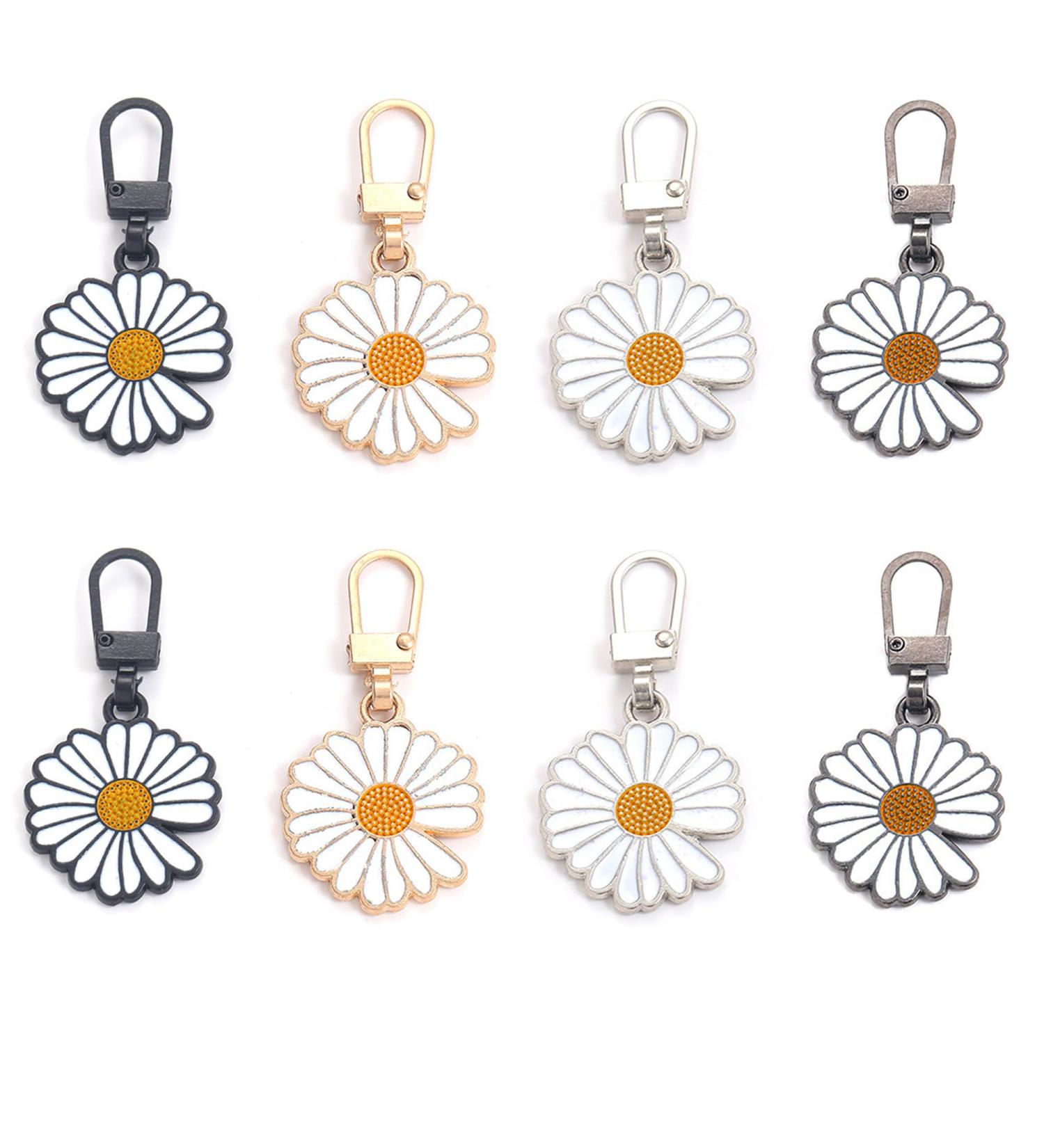 DHER Zipper Pulls - 8 Pack Removable Metal Zipper Tabs (Daisy 4 Colors) | International Shipping Available - Buy Online on GoSupps.com