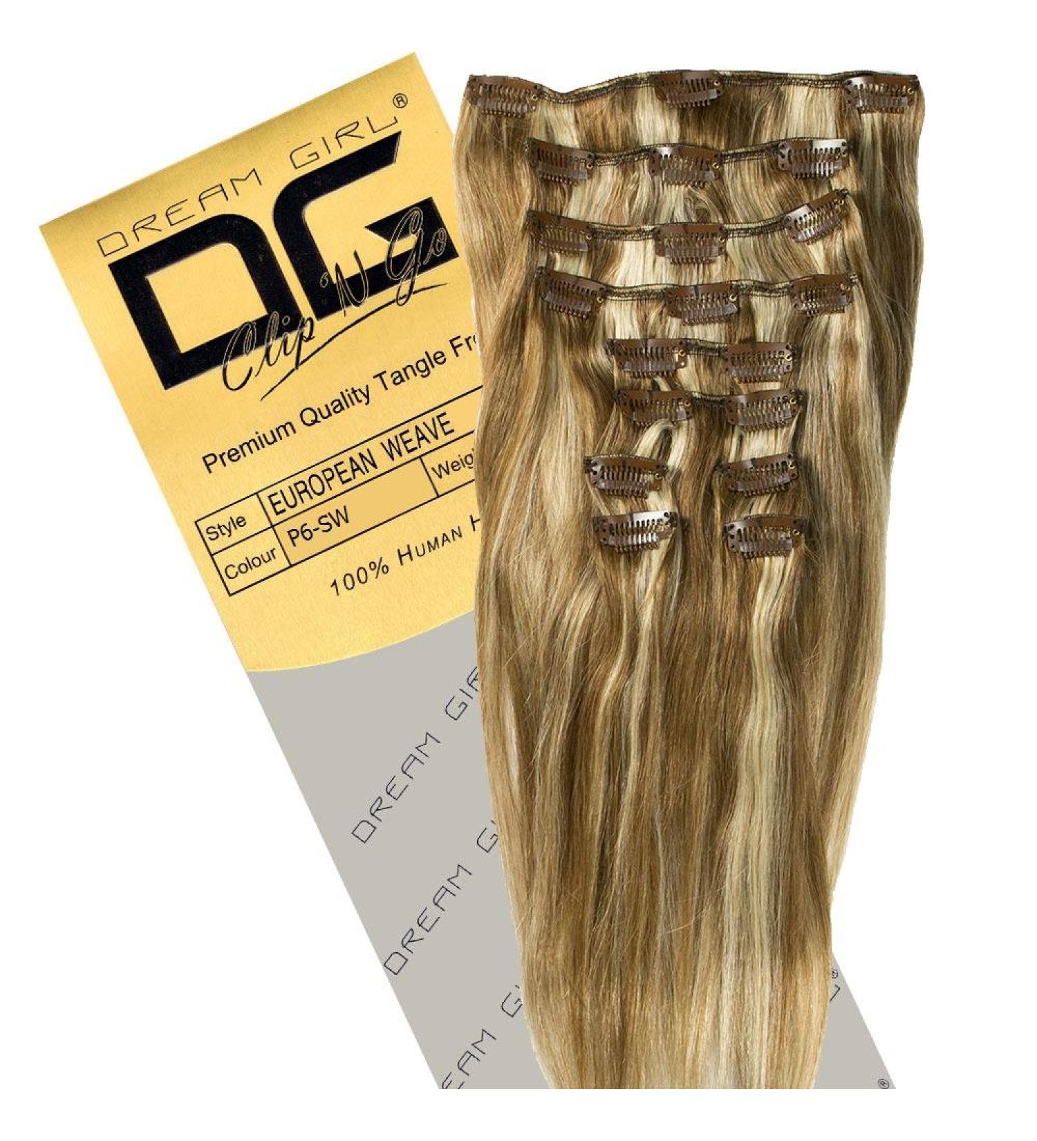 Dreamgirl 18 inch Colour 6/SW Clip On Hair Extensions