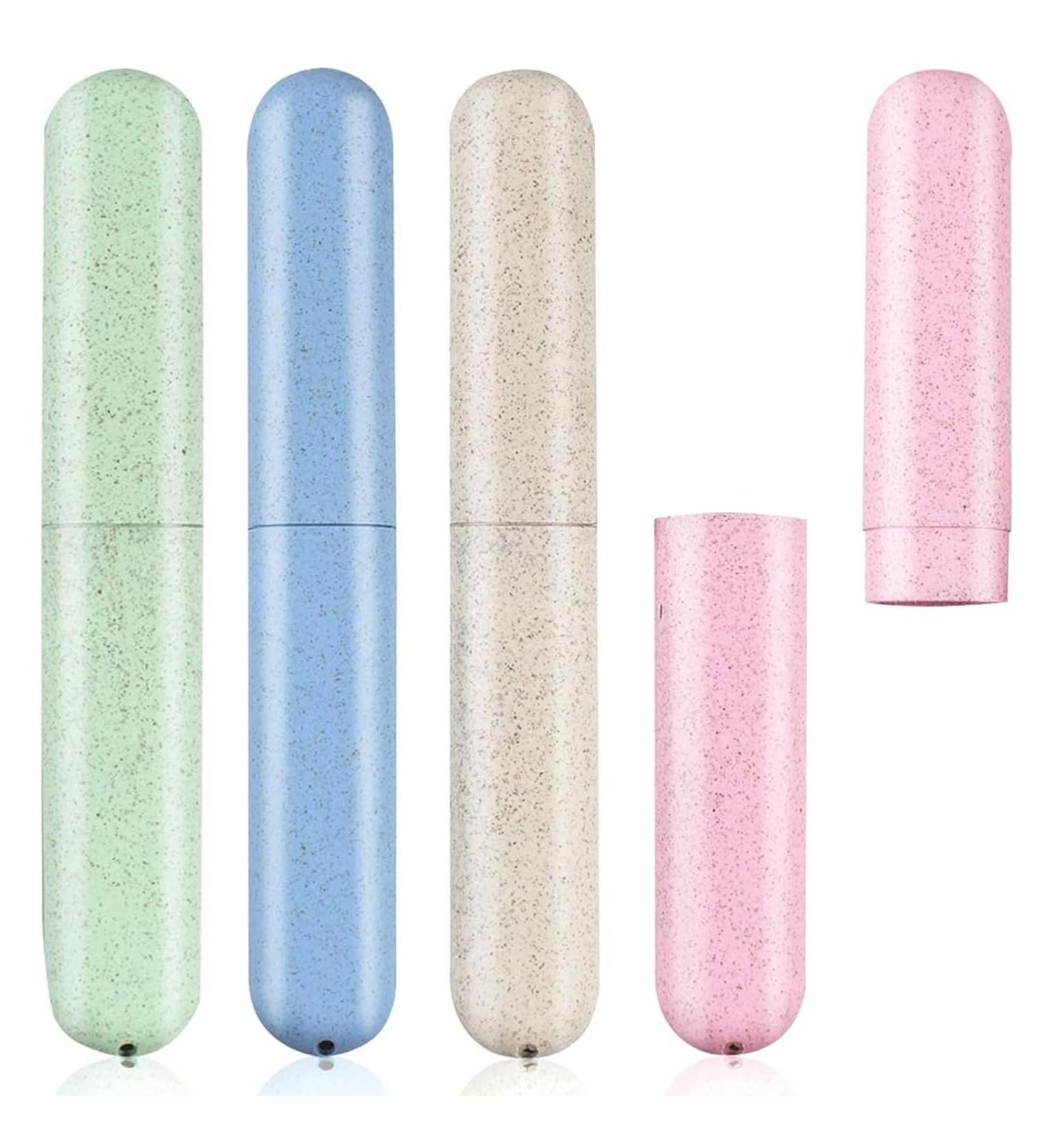 VKAiy Portable Toothbrush Case - Set of 4 Travel Toothbrushes with Covers | High-Quality Ventilated Design for Family & Kids - Ideal for Travel - Buy Online on GoSupps.com