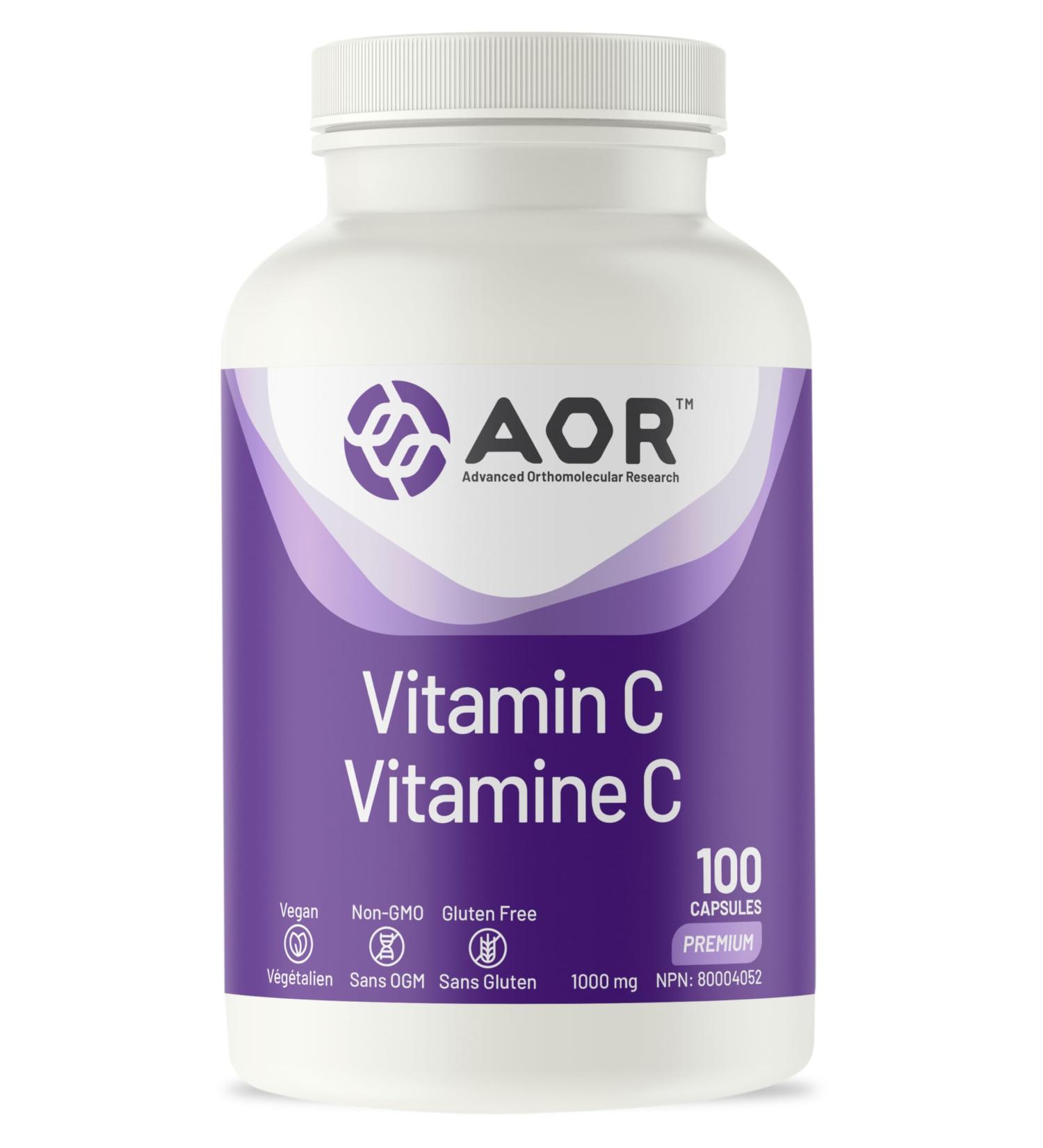 AOR - Vitamin C 1000mg 100 Capsules - Essential Ascorbic Acid Supplement - Promotes Overall Wellness - Supports Bones Gums & Teeth - Non-GMO Vegan - Ideal for Daily Health Maintenance - Buy Online on GoSupps.com