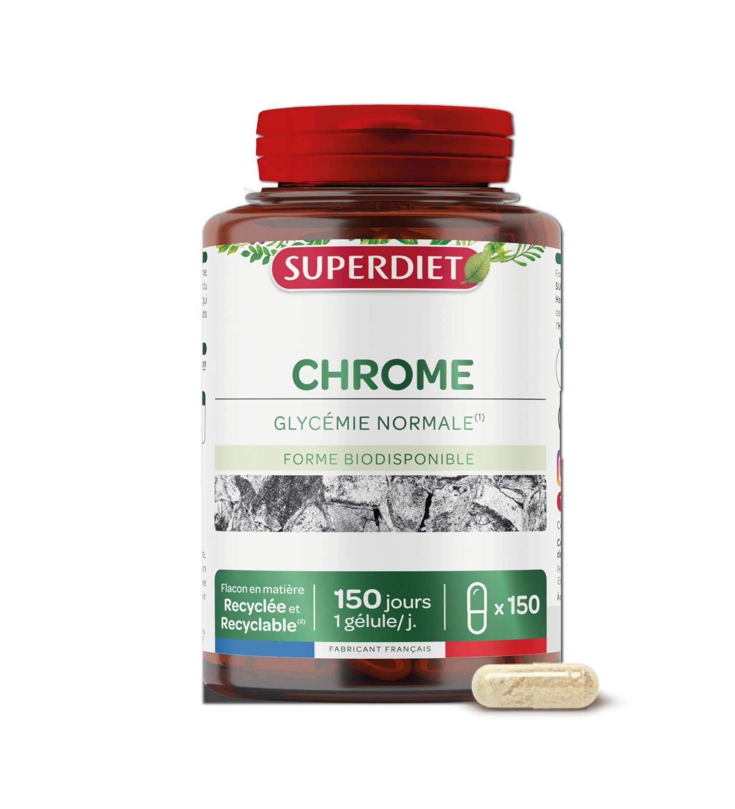 SUPERDIET - CHROME PICOLINATE Normal blood sugar Nutritherapy Made in France 150 capsules - Buy Online on GoSupps.com
