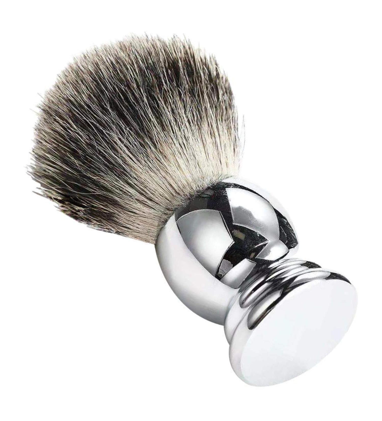 Longsea Premium Shaving Brush - Pure Roof Hair & Luxurious Metal Handle for Foam & Soap - No Bristle Loss - Perfect Gift for Men (Silver) - Buy Online on GoSupps.com