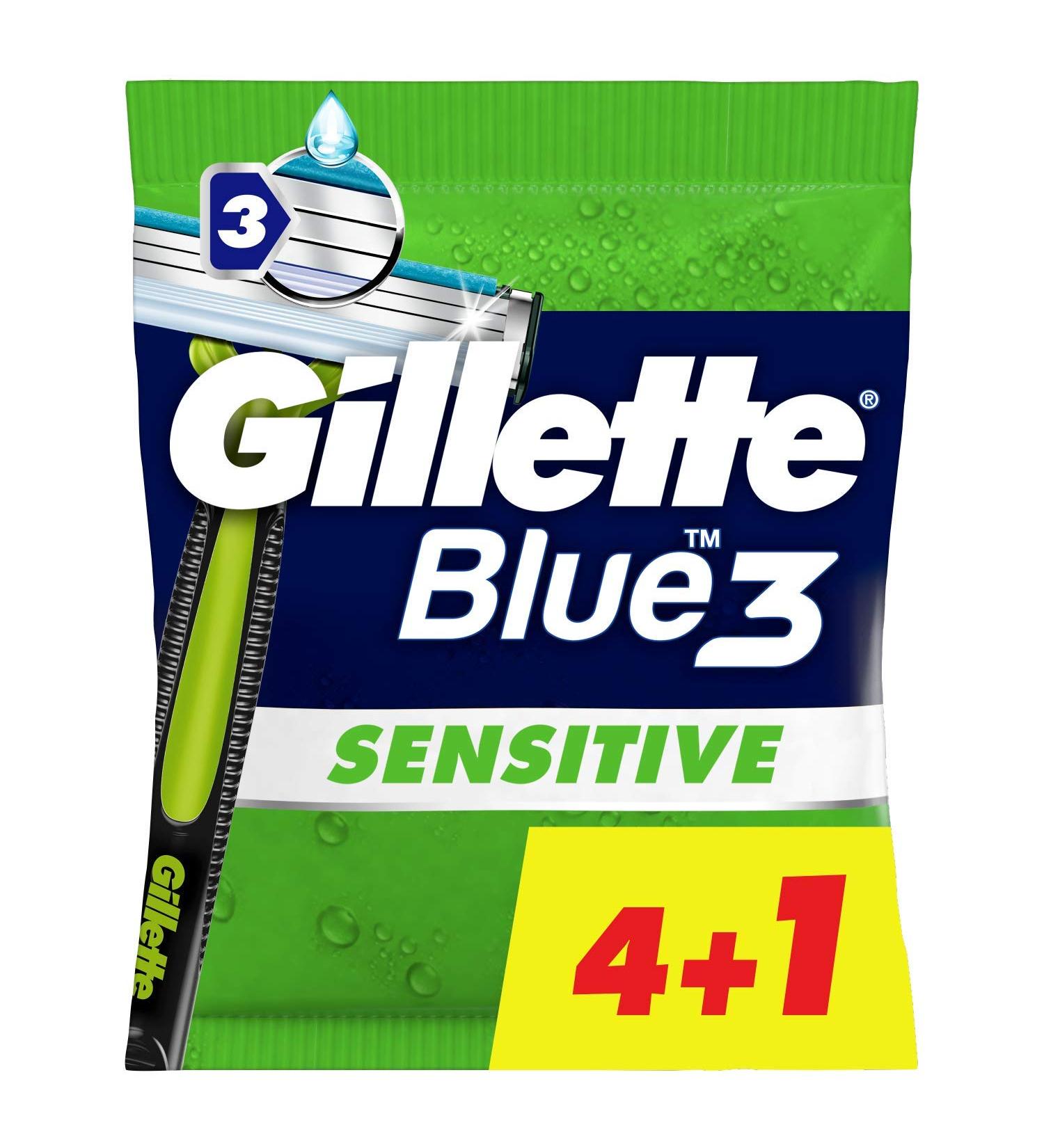Gillette Blue3 Sensitive Disposable Razor Blades for Men - 5 Pack | Smooth Shave International Shipping Available - Buy Online on GoSupps.com