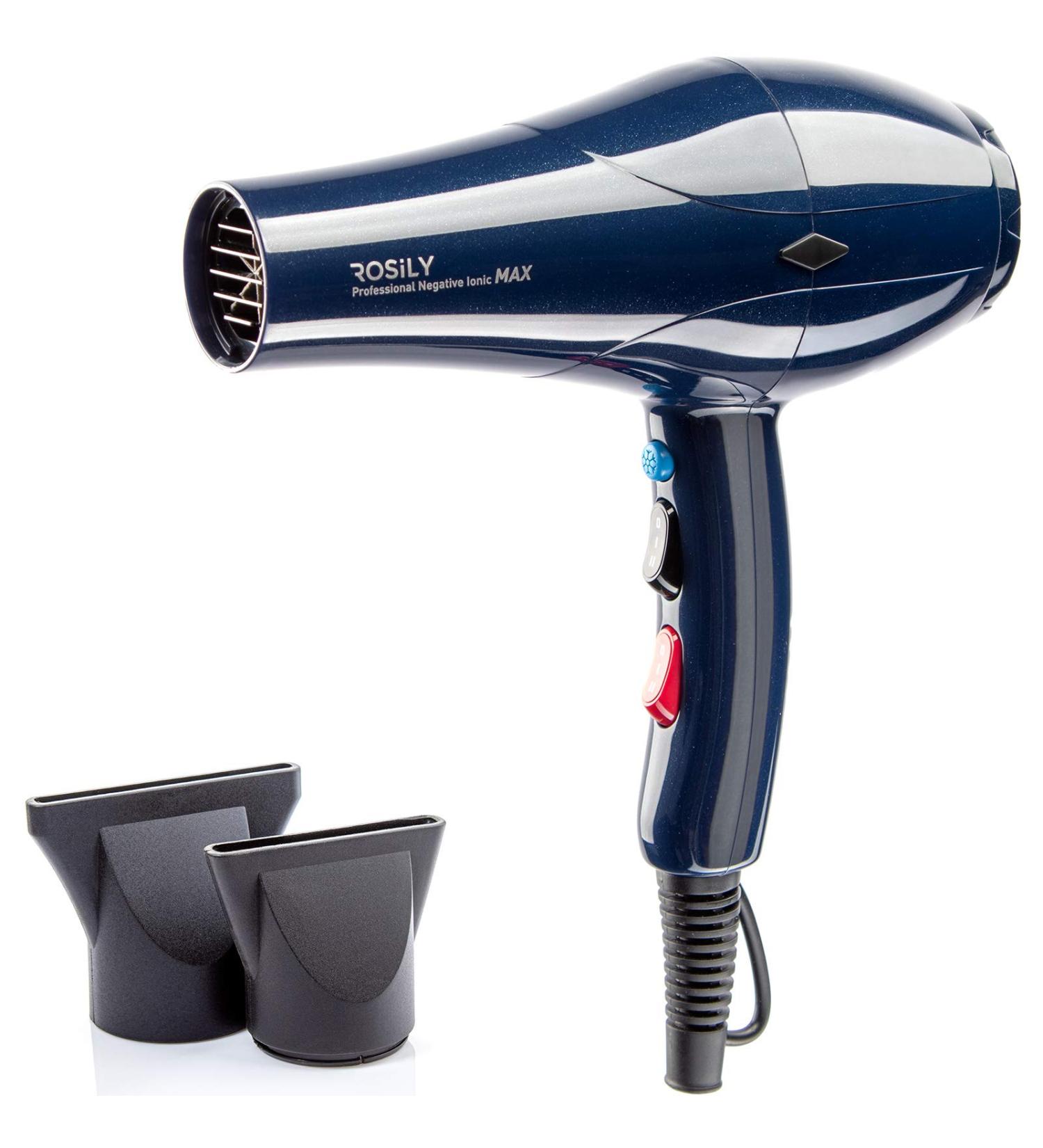 ROSILY Professional 2200W Ionic Ceramic Hair Dryer | Fast Drying Salon Quality Blow Dryer with Nozzle Attachments | Blue, Extra Long Cord for Faster Drying Time - Buy Online on GoSupps.com