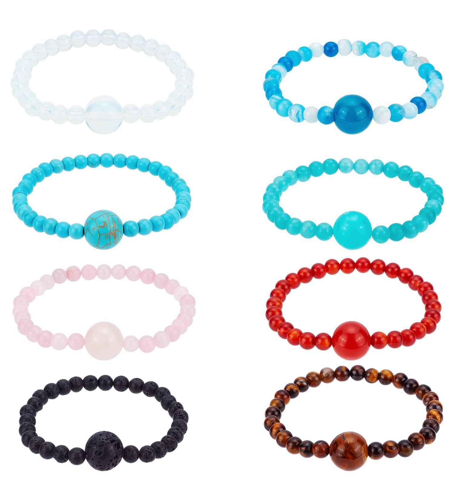 FREEBLOSS 8Pcs Handmade Sea Sickness Bracelets - Adjustable Nausea Relief Bracelets for Travel Sickness - Buy Online on GoSupps.com