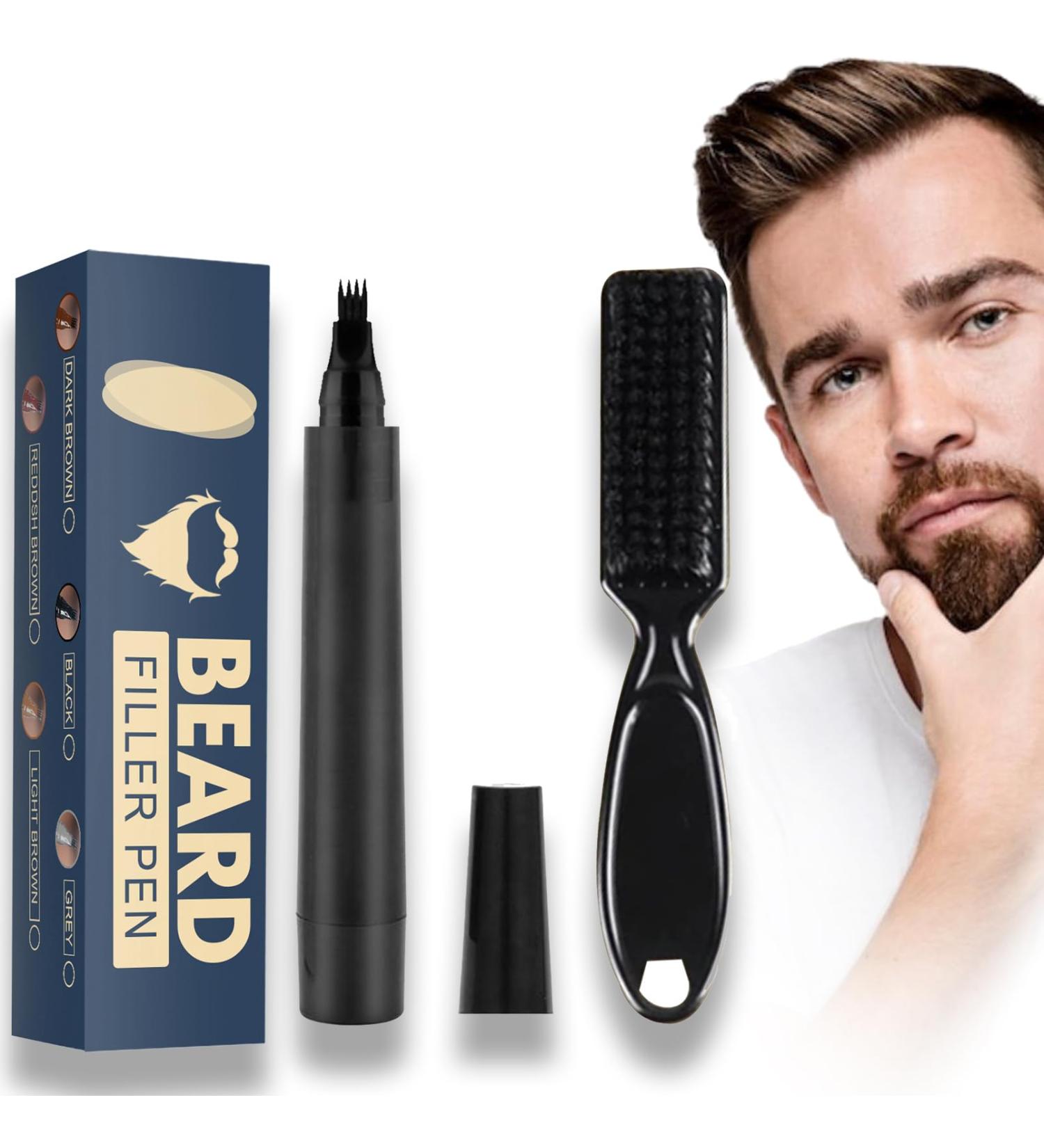 Black Beard Pen - Men's Beard Filler Pencil for Natural Coverage - Waterproof & Sweatproof Beard Brush - Long-lasting Mustache Kit for Styling, Thickening & Defining - Enhance Face Hair Color - Buy Online on GoSupps.com