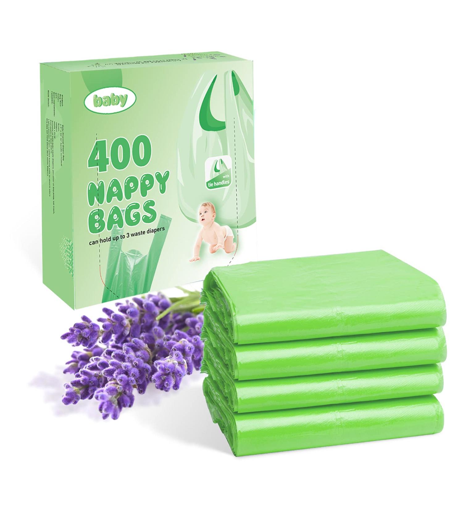 Biodegradable Baby Diaper Bags - 400 Count Unscented Sack with Easy Tie Handle | Eco-Friendly Waste Bag for Nursery | Green 400 Counts - Buy Online on GoSupps.com