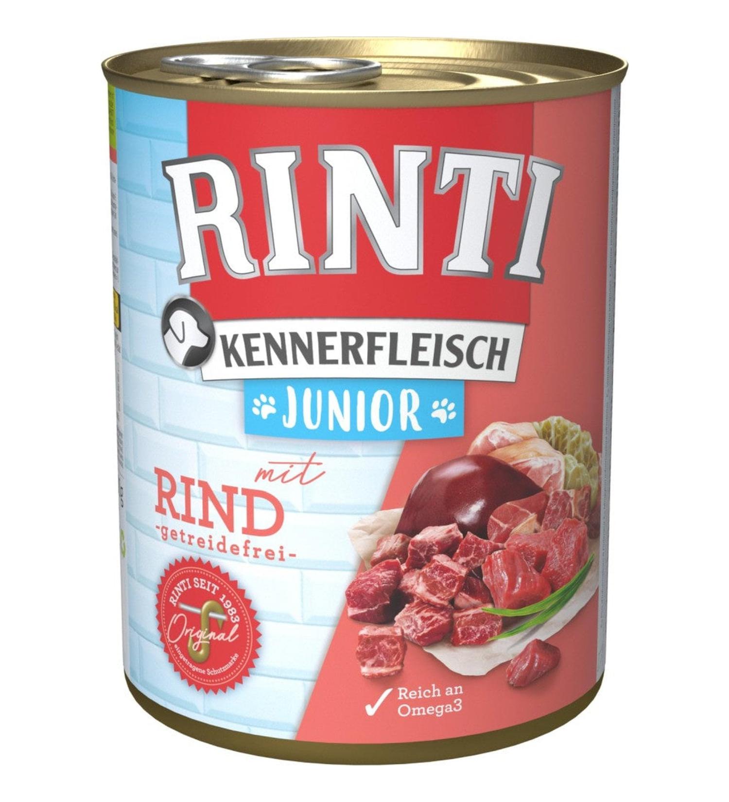 Rinti Kennerfleisch Junior Beef 800 g – You will receive 12 packs/; package contents: 0.8 kg