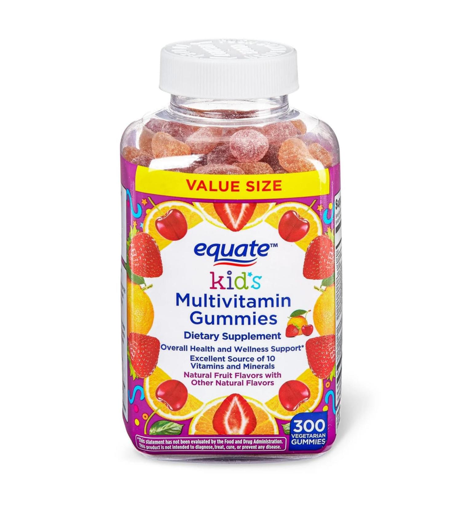 AGILIPET Equate Kids Multivitamin Gummies Complete Daily Multivitamin for Children 2+ Natural Fruit Flavor 300 Count Vegetarian Sticker - Buy Online on GoSupps.com