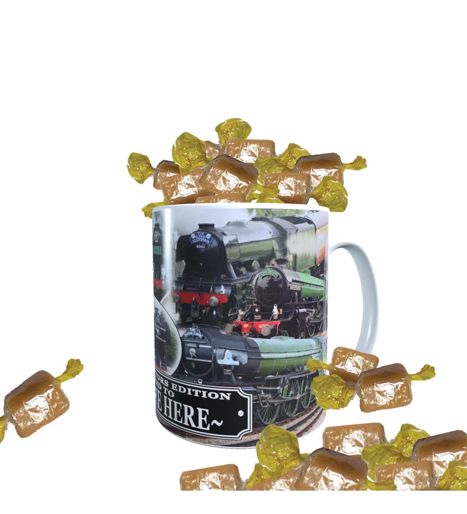 Classic Iconic Steam Locomotive Trains Personalised Mug with Choice of Sweets Gift - Buy Online on GoSupps.com