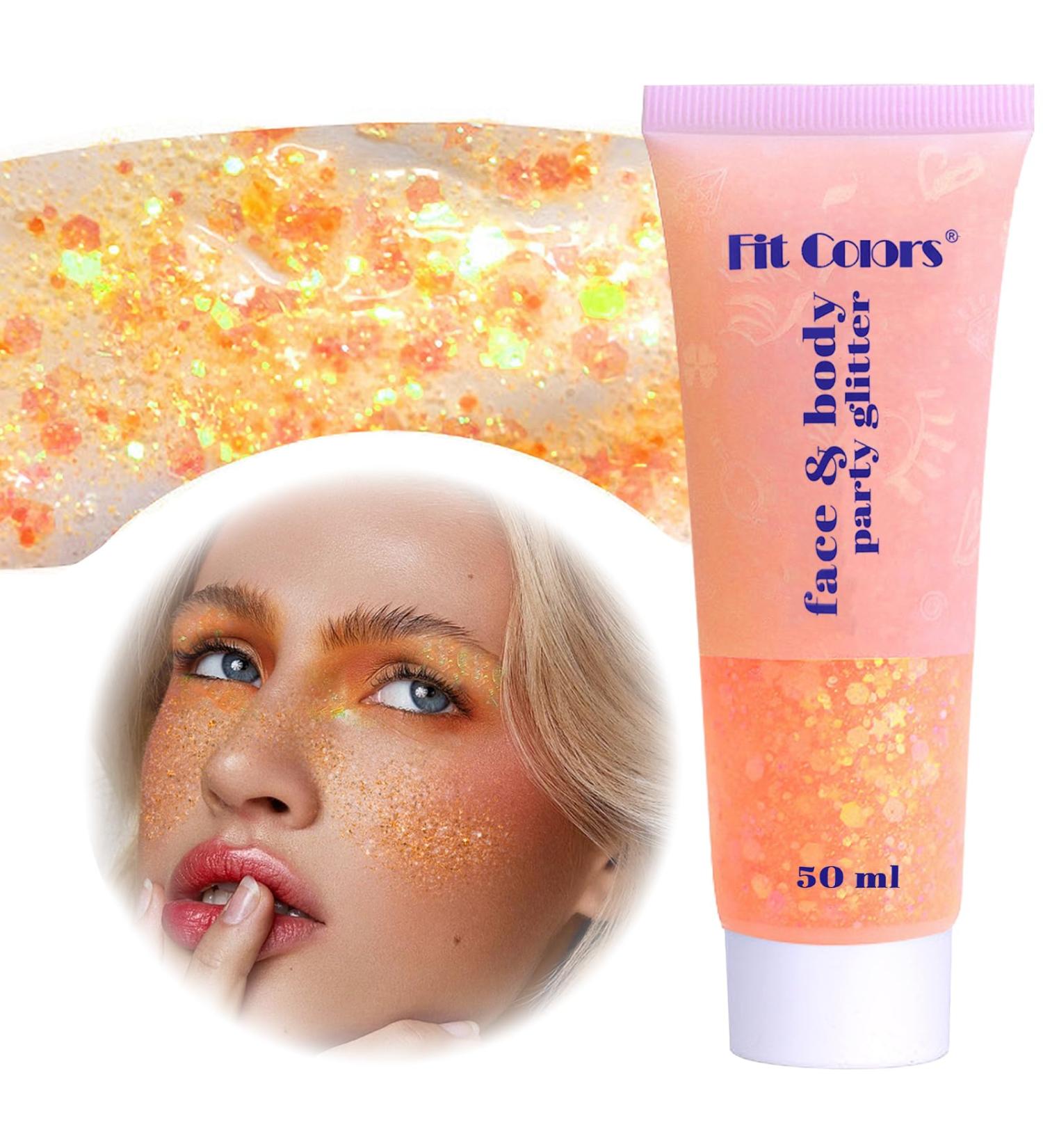 Body Glitter Gel 50ml - Orange Festival Makeup & Cosmetic Accessories | Best Glitter for Parties DIY Nails & Lips - Buy Online on GoSupps.com