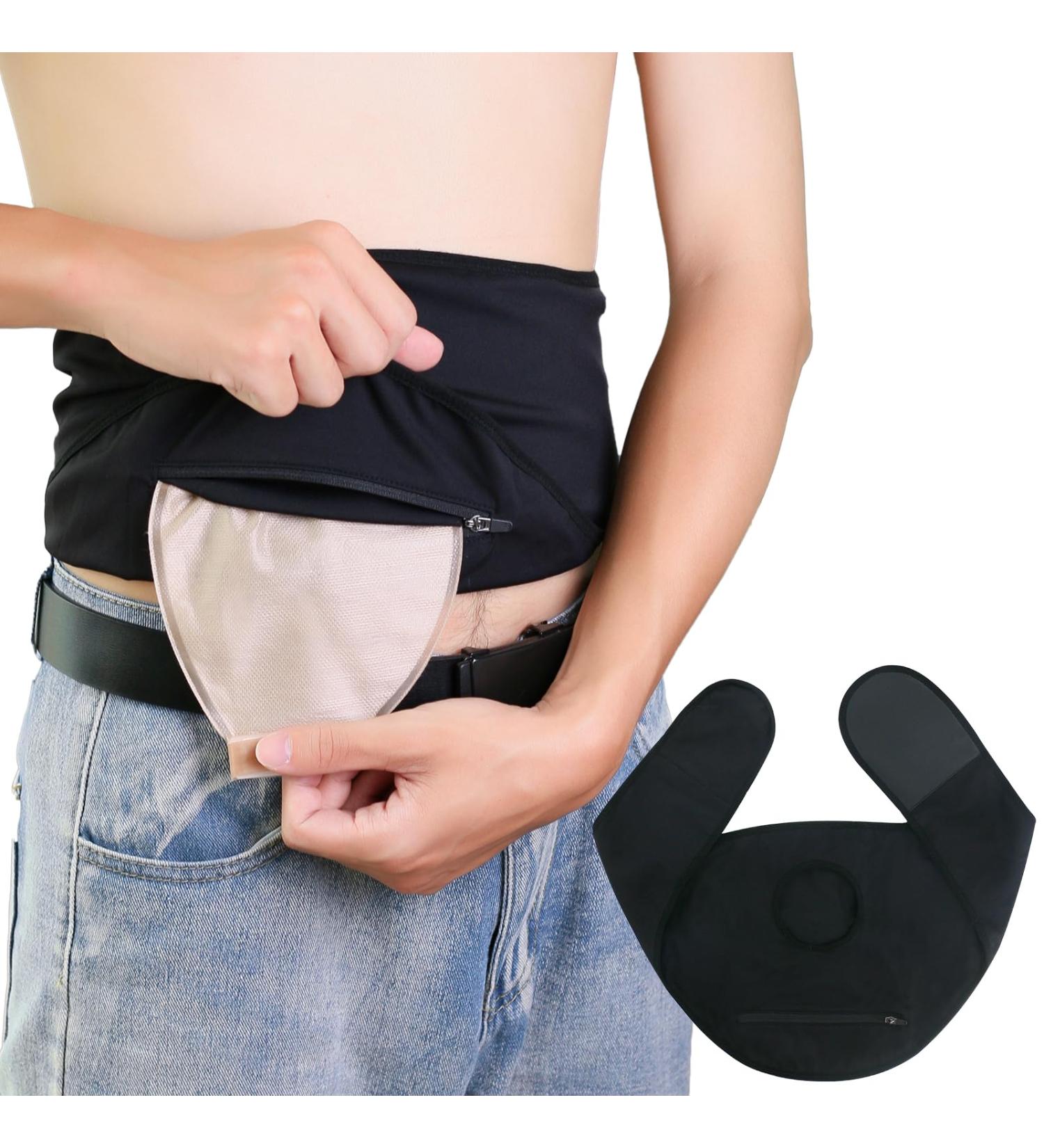 Ostomy Belt for Men & Women - Comfortable Adjustable Colostomy Support Wrap Large Black Ostomy Bag Cover - Buy Online on GoSupps.com