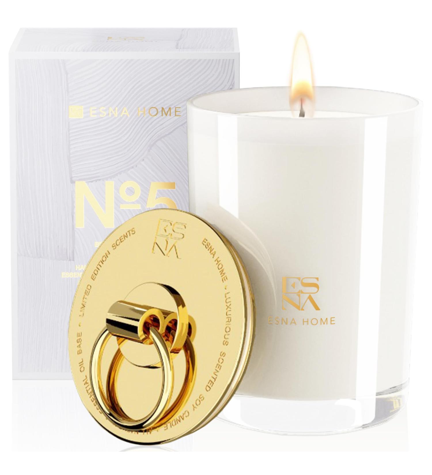 ESNA HOME Aromatherapy Scented Candles | Lavender Essential Oil | 50+ Hours Burn Time | Perfect Mother's Day Gift | Home Decor & Relaxation | 8.8oz Soy Wax Candle + Snuffer Lid - Buy Online on GoSupps.com