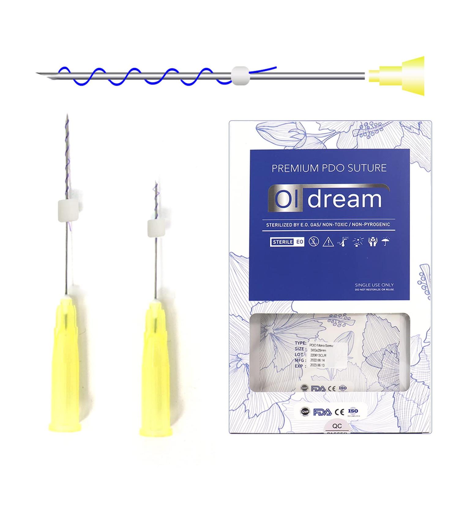 Oldream PDO Threads for Face Lift - Mono Screw Type - 30G 25MM - 20pcs | International Shipping Available - Buy Online on GoSupps.com